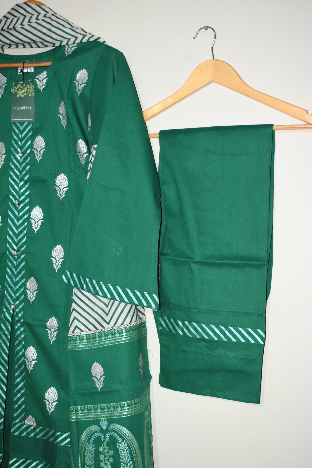 Dark Green - 3 Piece Hand Screen Printed (Ready to Wear) - Image 4