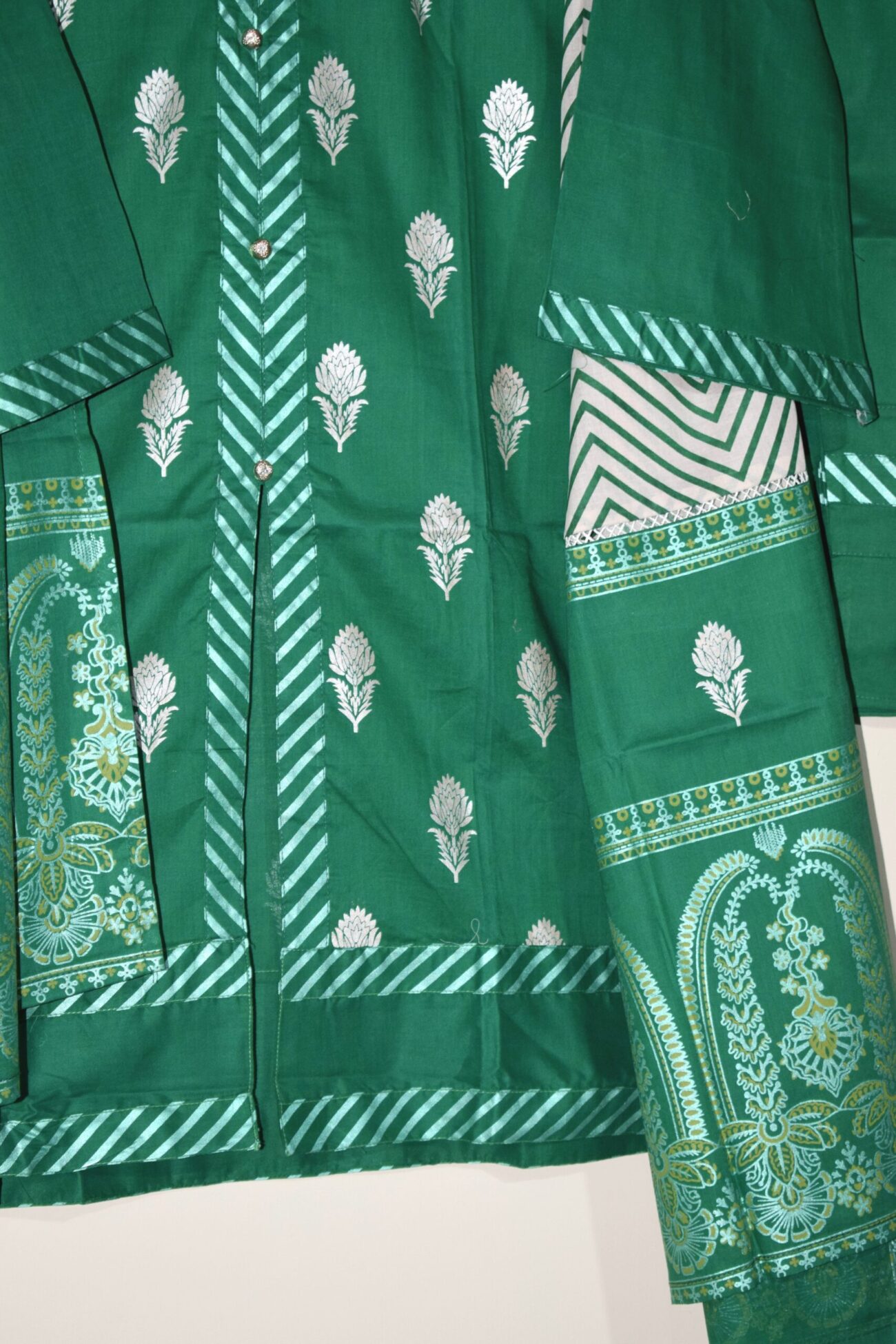 Dark Green - 3 Piece Hand Screen Printed (Ready to Wear) - Image 2