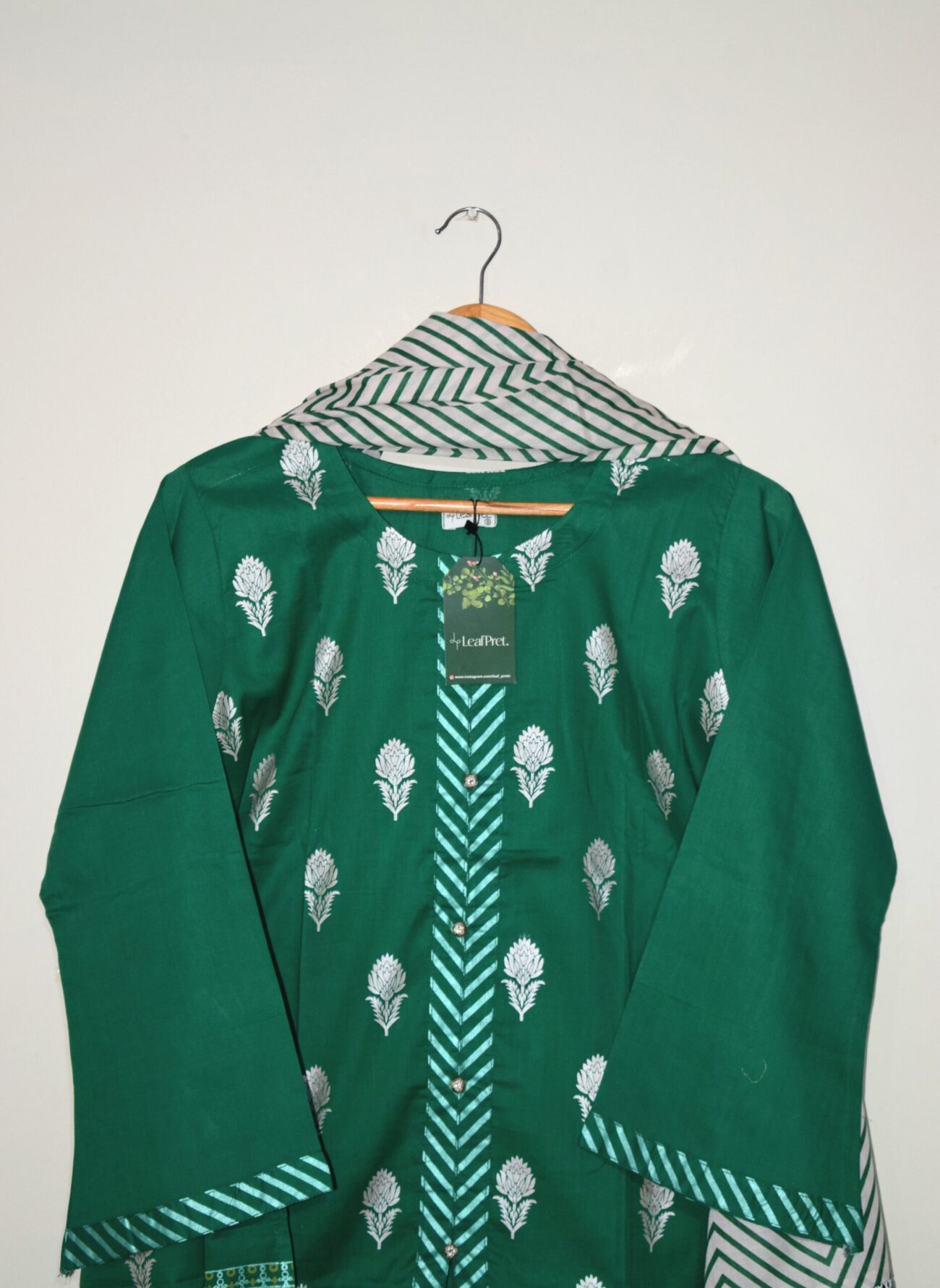 Dark Green - 3 Piece Hand Screen Printed (Ready to Wear) - Image 3