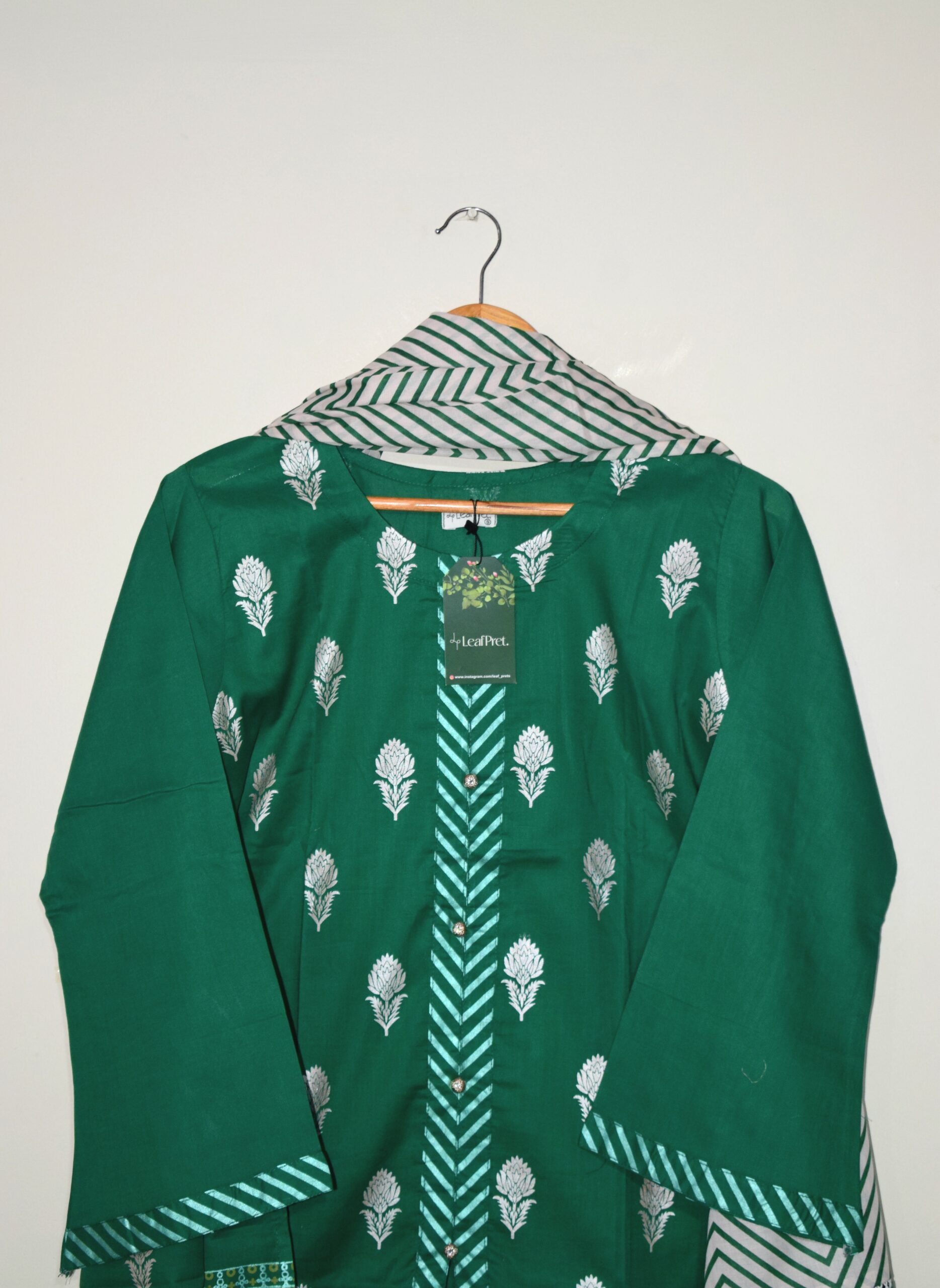 Dark Green - 3 Piece Hand Screen Printed (Ready to Wear) - Image 3