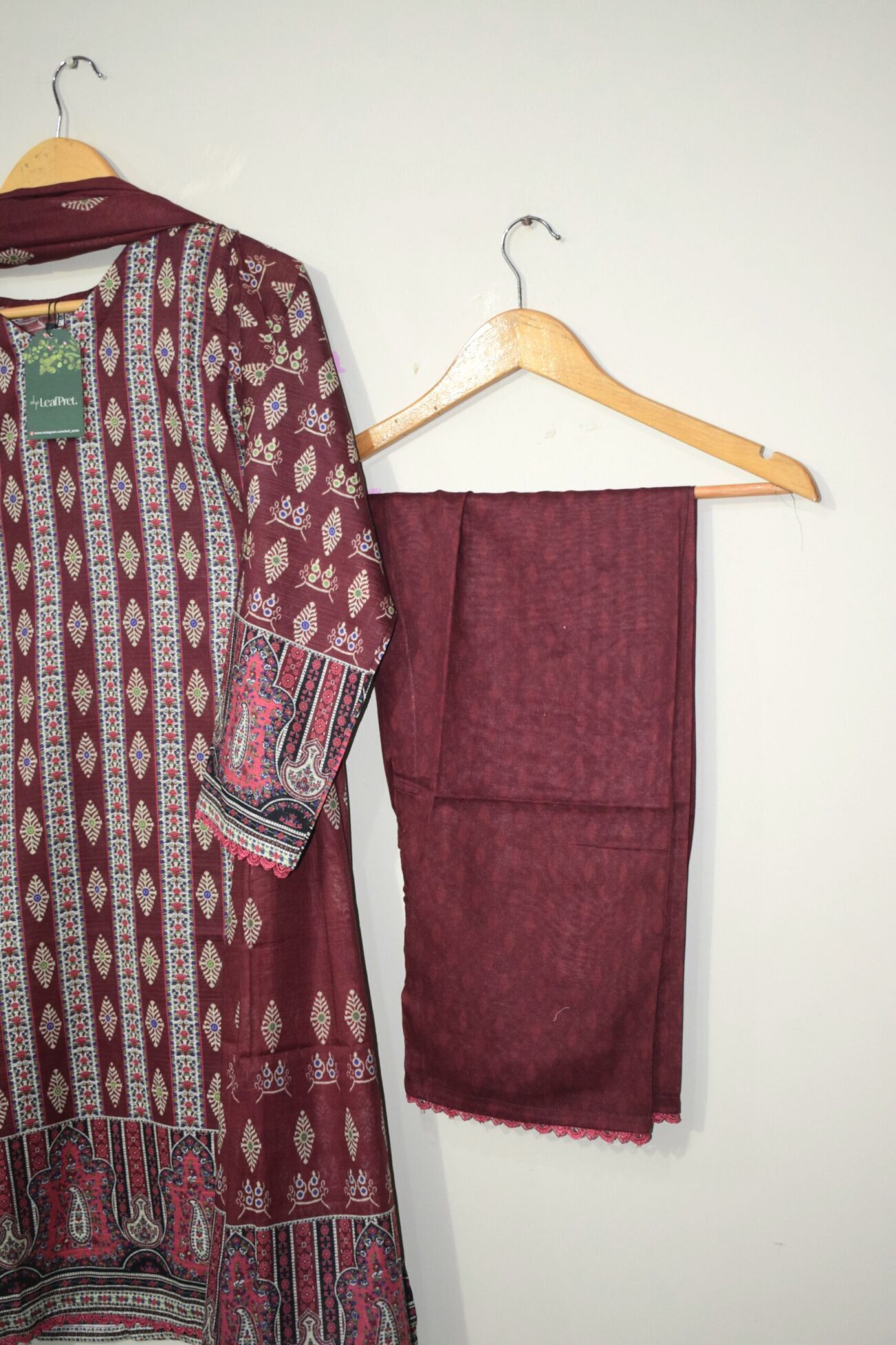 Nomadic Maroon - Bana Dora 3-Piece (Stitched) - Image 2
