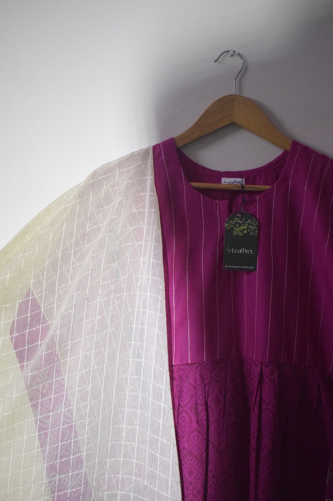 Serene Magenta - 3 Piece Frock With Chiffon Dupatta (Ready To Wear) - Image 4