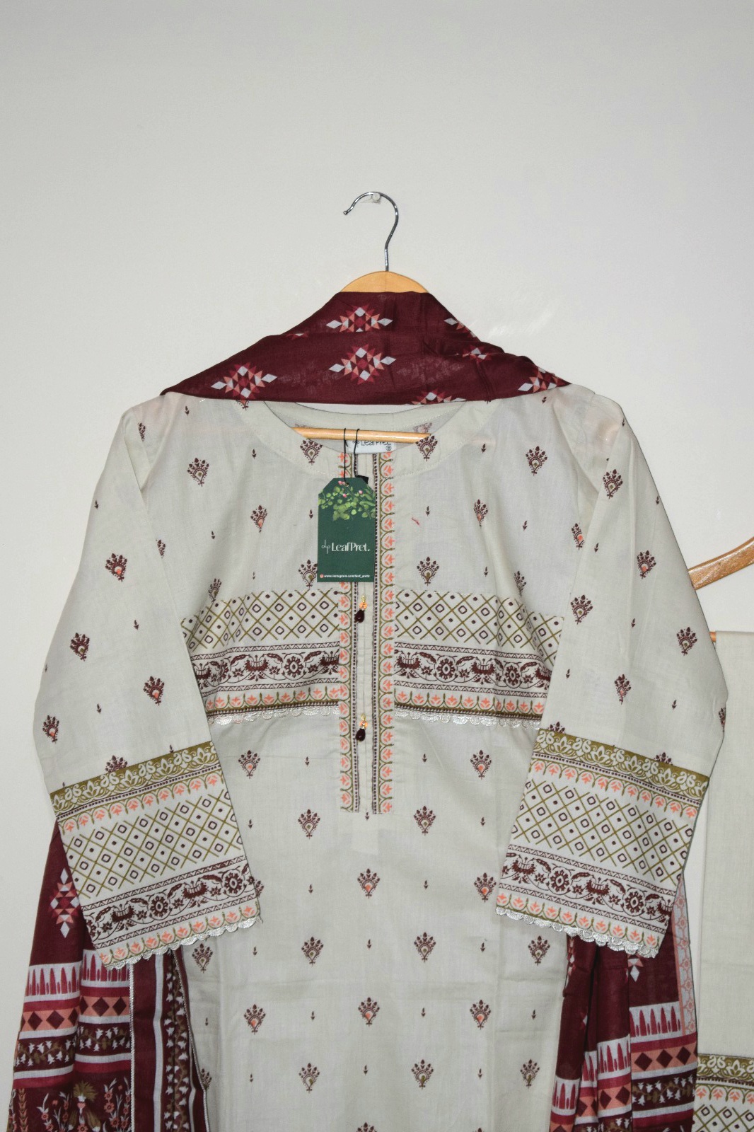 Cream - 3 Piece Hand Screen Printed (Ready to Wear) - Image 2