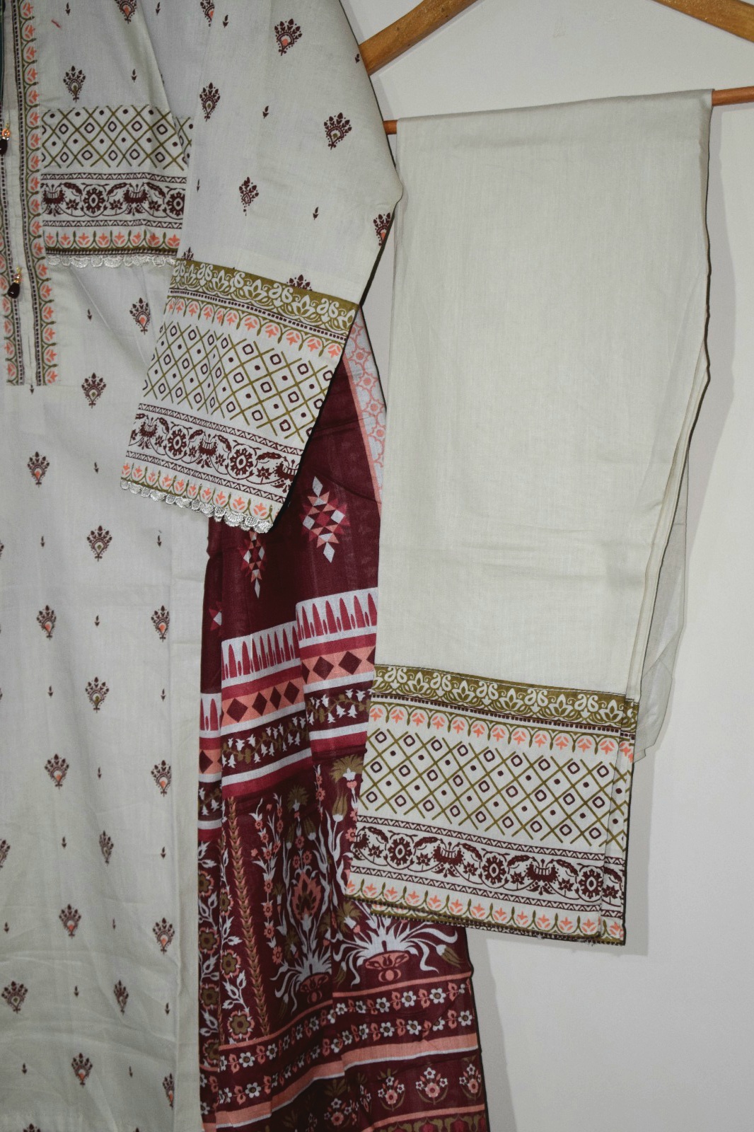 Cream - 3 Piece Hand Screen Printed (Ready to Wear) - Image 3