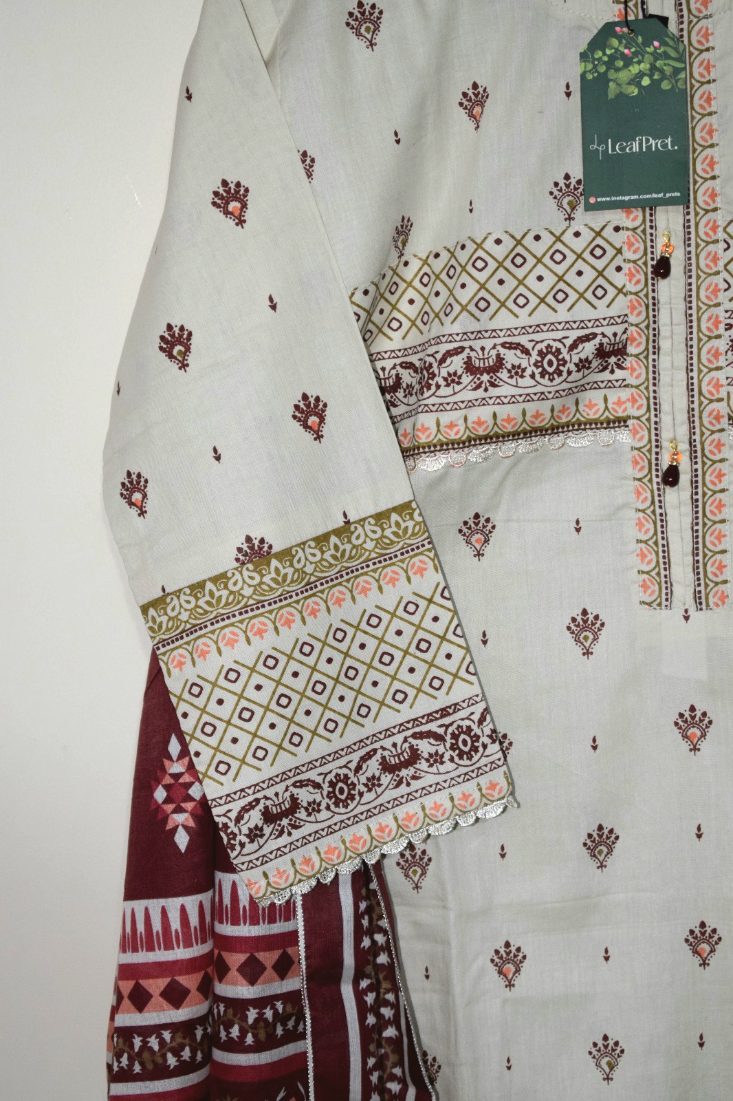 Cream - 3 Piece Hand Screen Printed (Ready to Wear) - Image 4