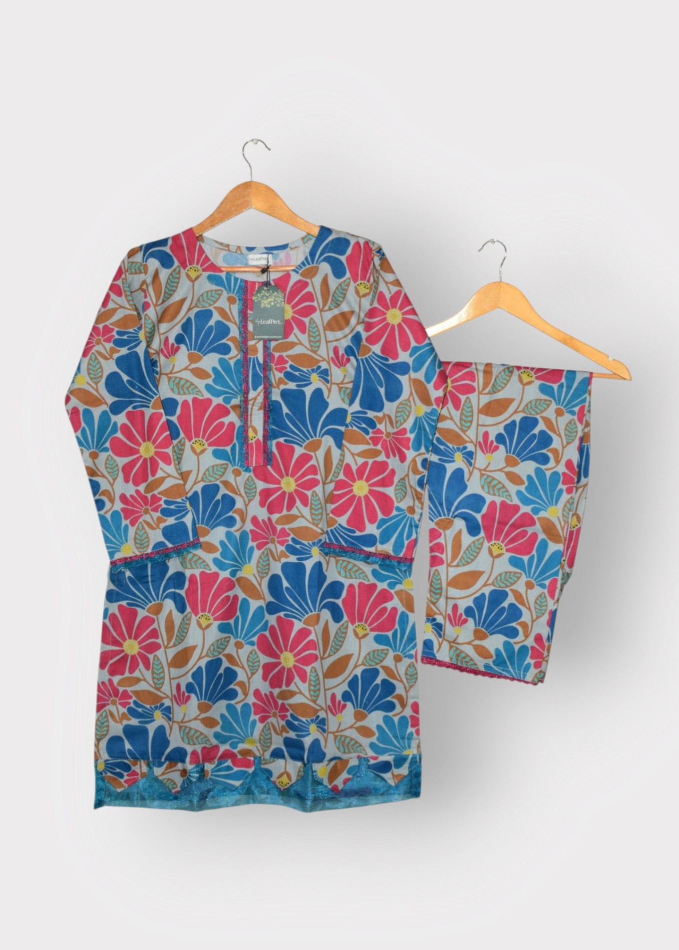 Blue Bloom - 2 Piece Digital Printed (Ready To Wear)