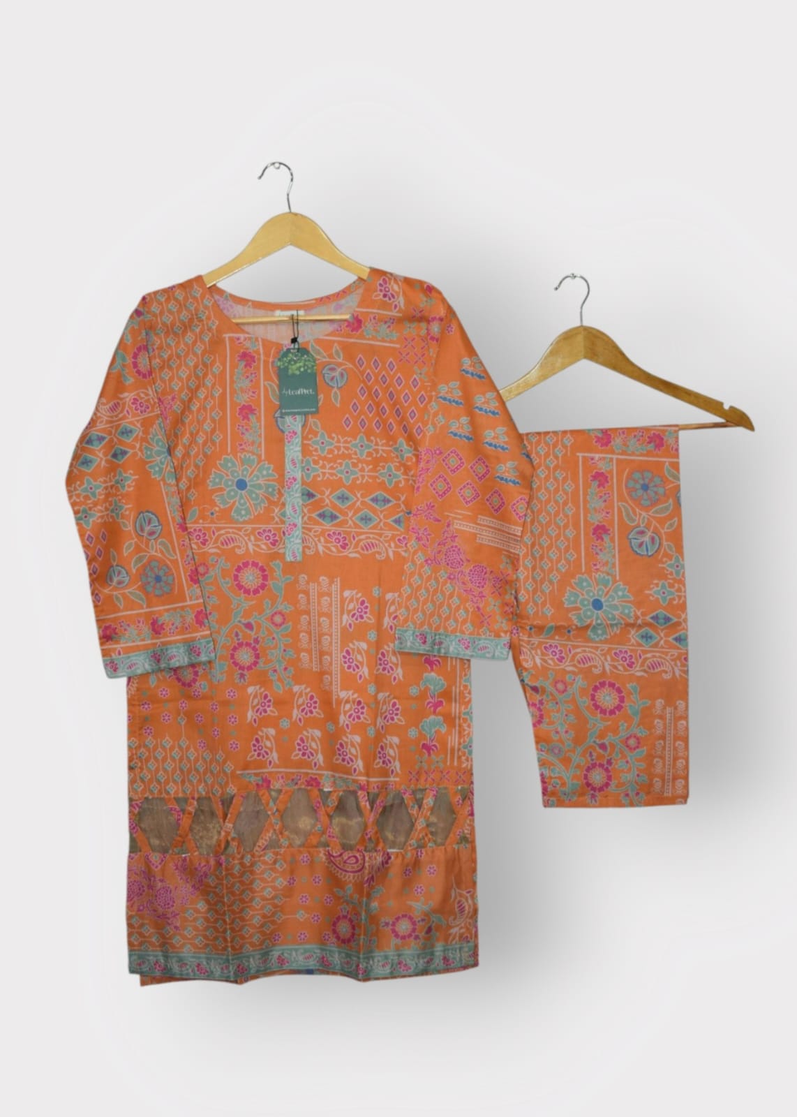 Orange - 2 Piece Digital Printed (Stitched)