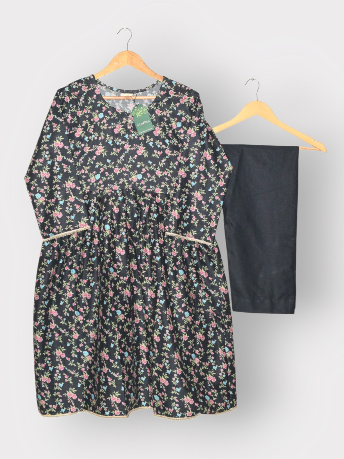 Midnight Petals - 2 Piece Frock (Ready To Wear)