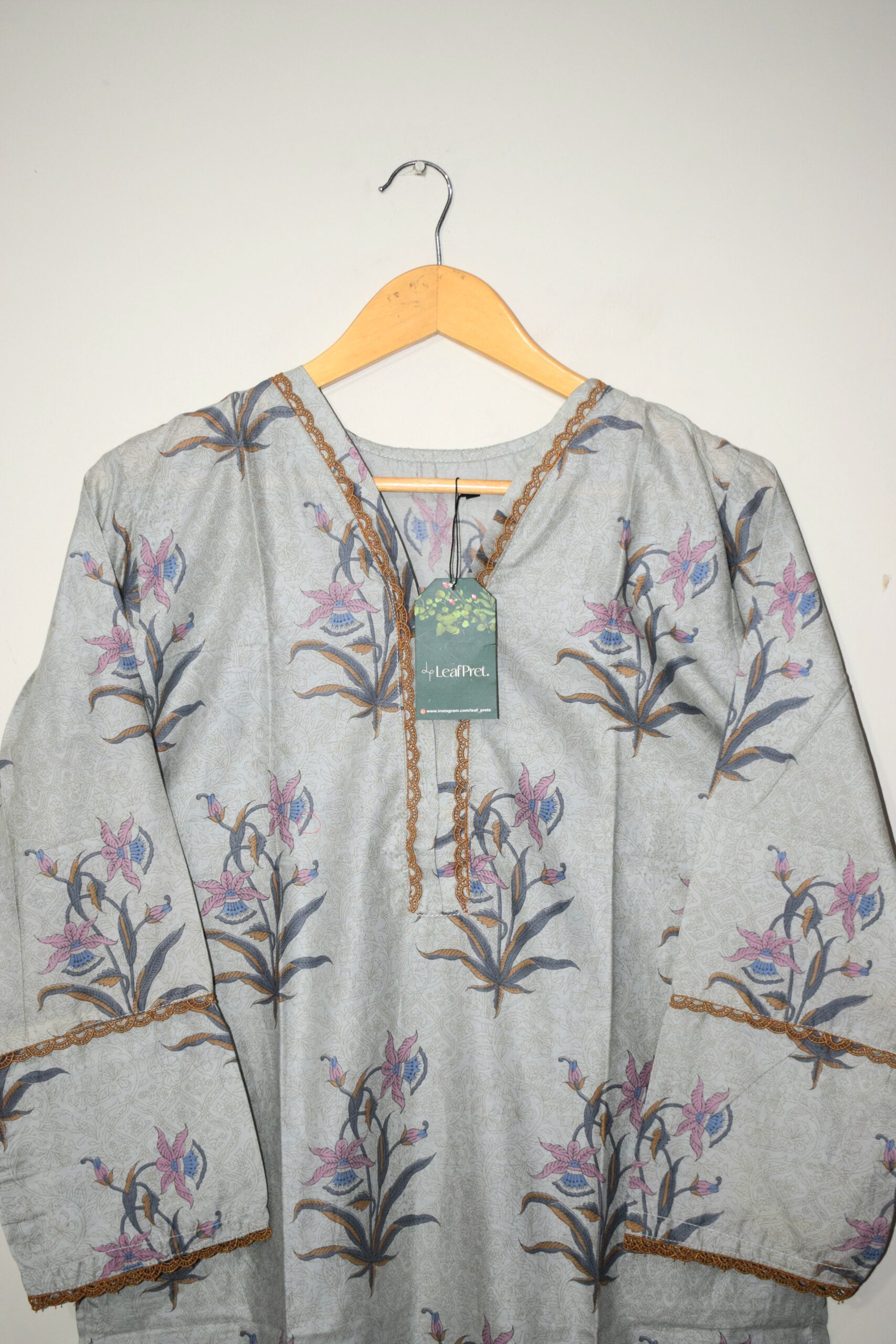 Grey - Digital Print Kurti (Ready To Wear) - Image 2