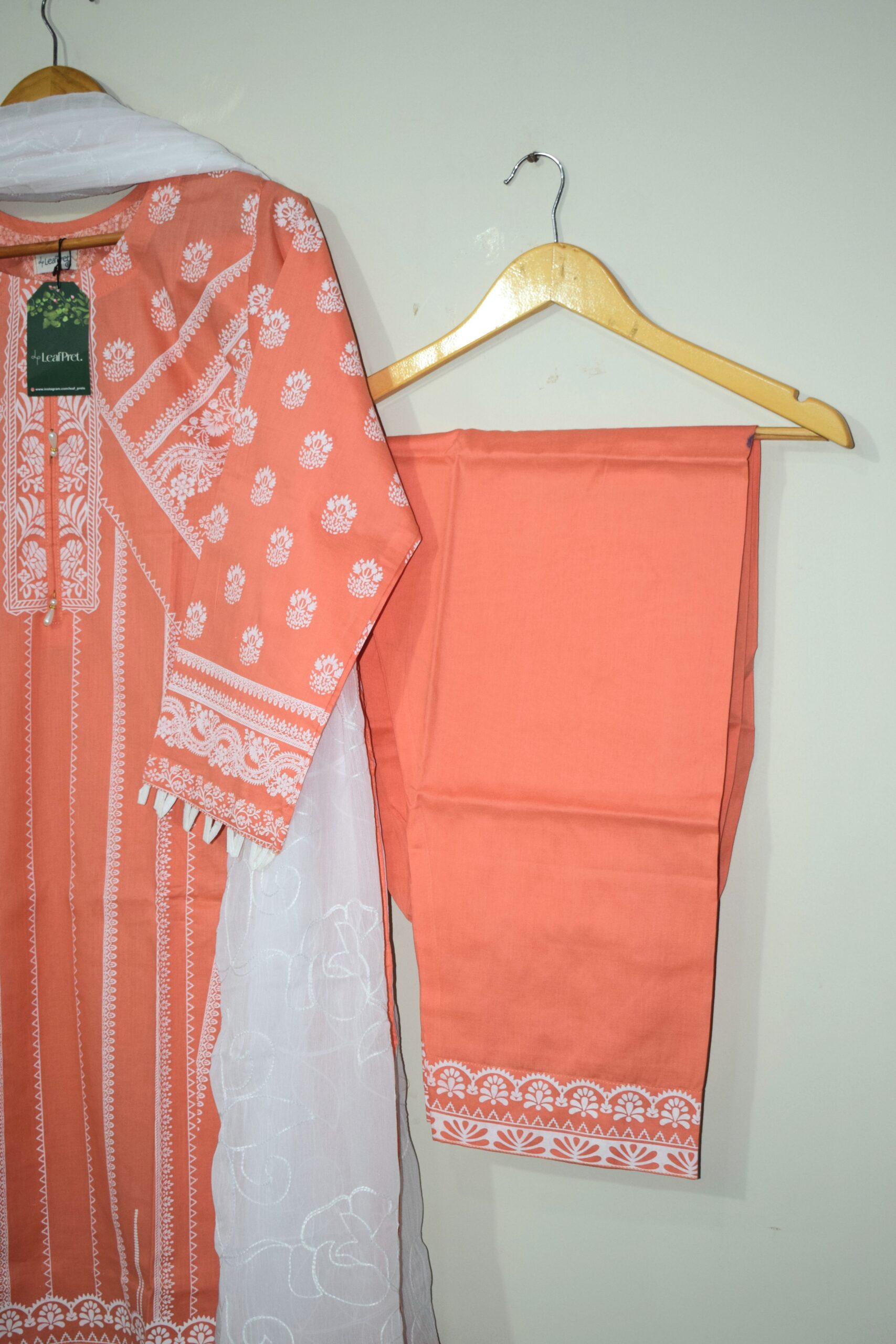 Peach White - 3 Piece With Chiffon Dupatta (Stitched) - Image 3