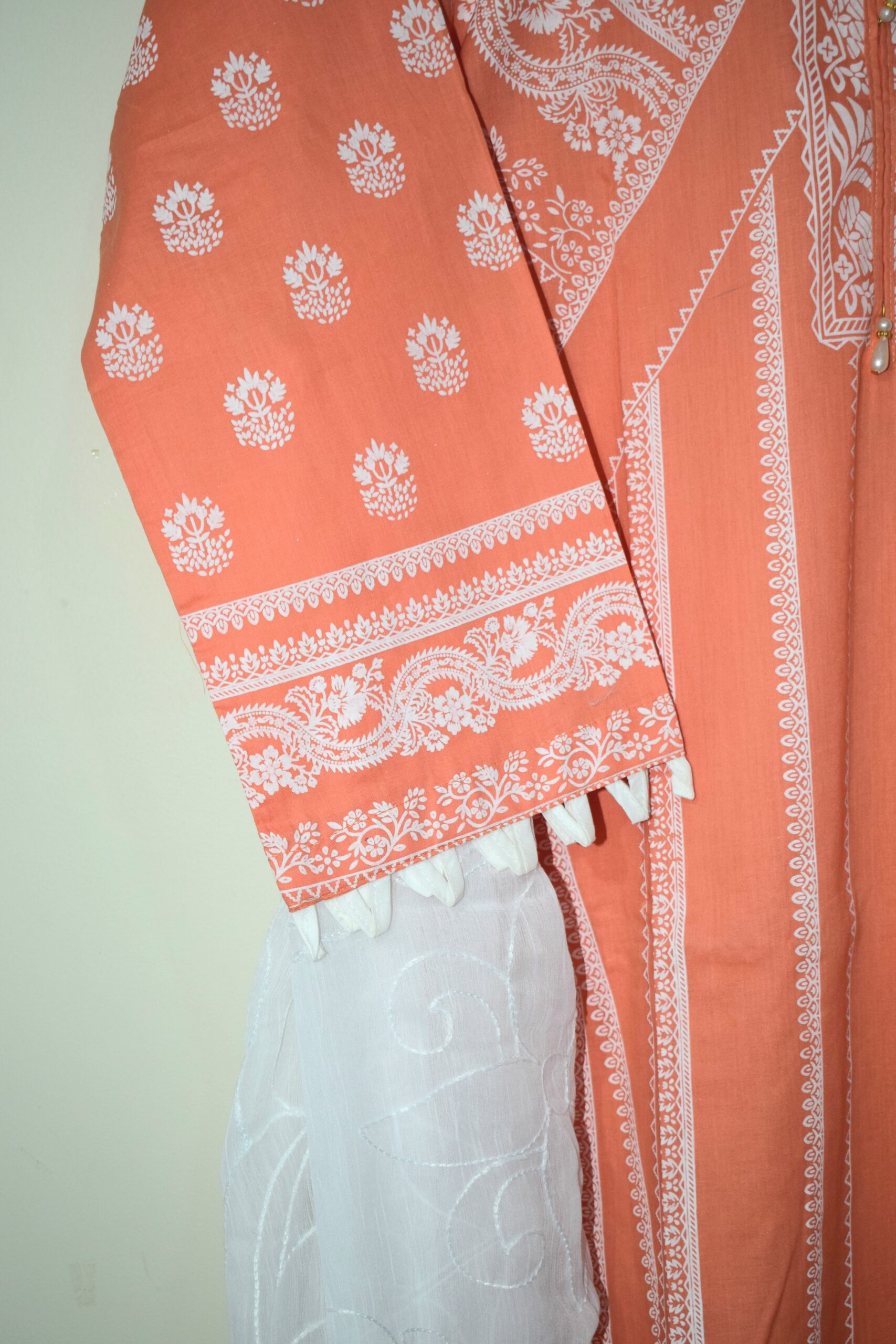 Peach White - 3 Piece With Chiffon Dupatta (Stitched) - Image 2