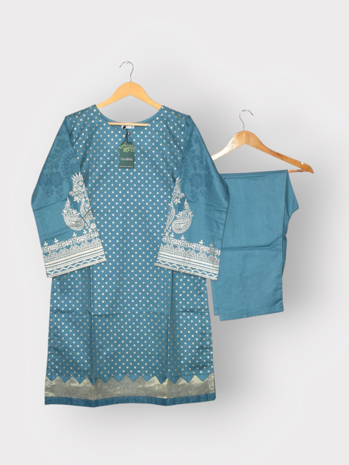 Dotted Elegance - 2 Piece Hand Screen Printed (Stitched)