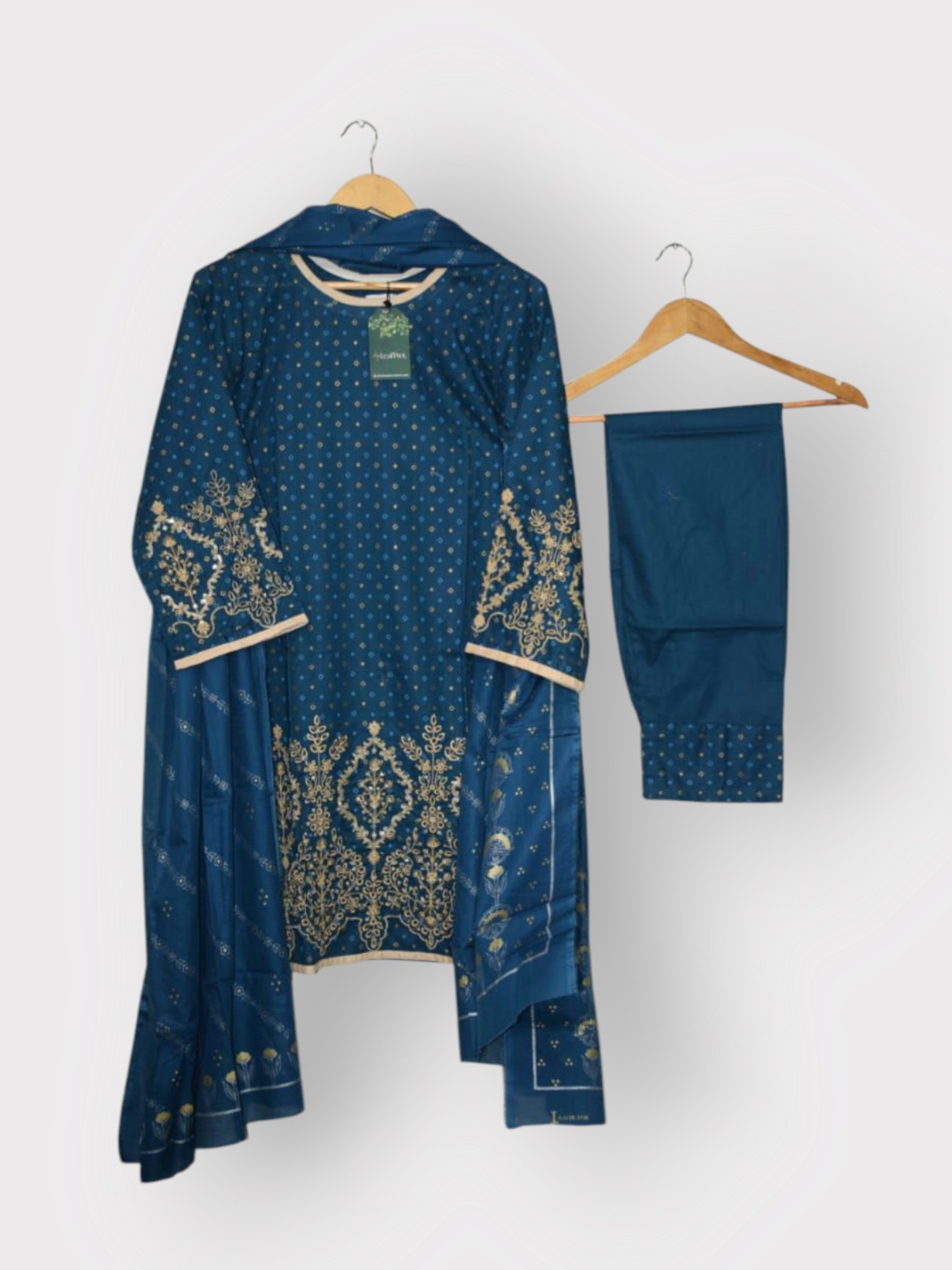 Empress Blue - chikankari embroidery 3-Piece Suit (Stitched)
