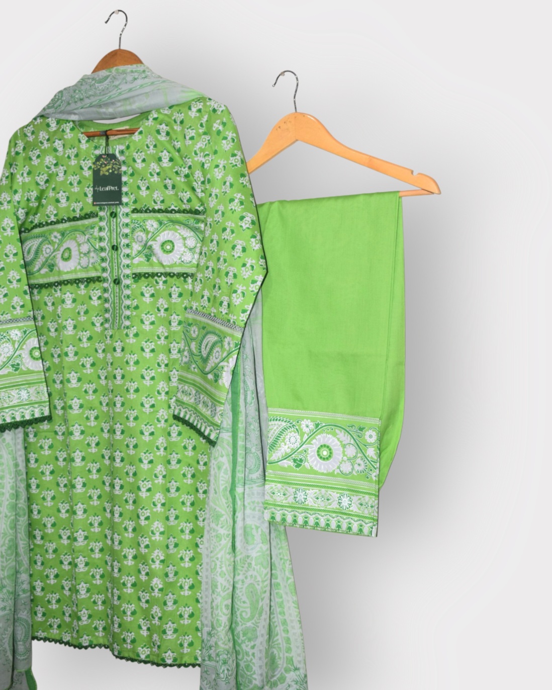 Lime Grace – 3-Piece Stitched Lawn Suit for Women with Printed Dupatta (Ready to Wear) - Image 3
