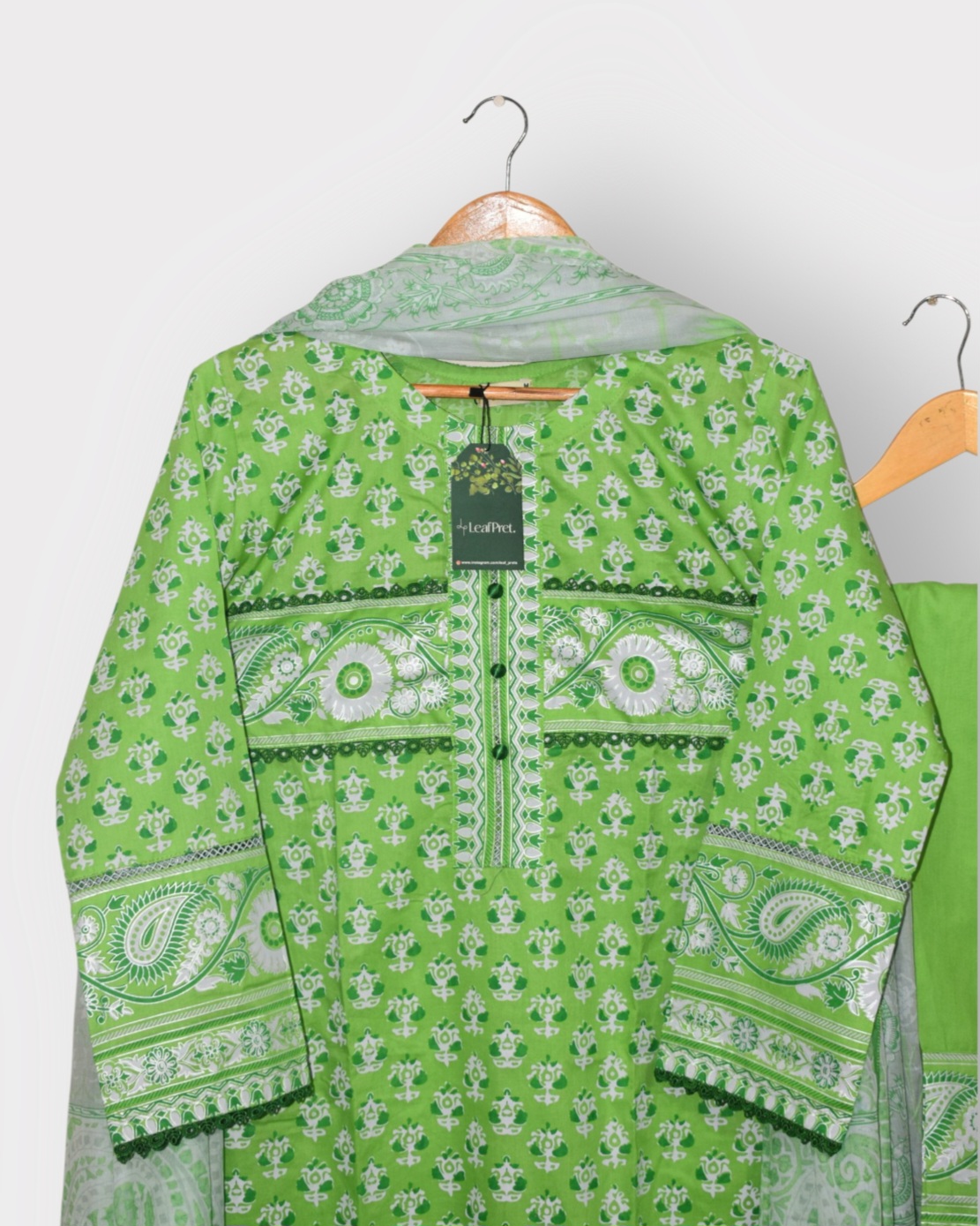 Lime Grace – 3-Piece Stitched Lawn Suit for Women with Printed Dupatta (Ready to Wear) - Image 4