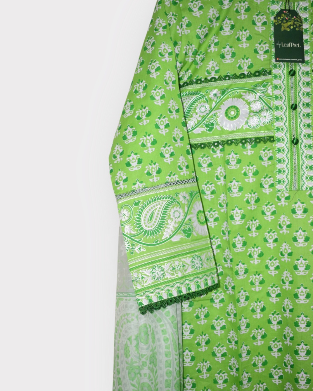 Lime Grace – 3-Piece Stitched Lawn Suit for Women with Printed Dupatta (Ready to Wear) - Image 2