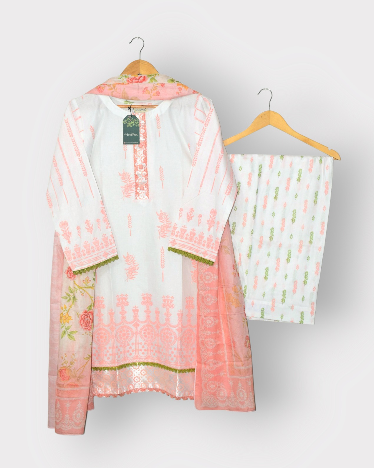 Blush White – Premium 3 Piece Stitched Lawn Suit for Women With Printed Shalwar & Dupatta