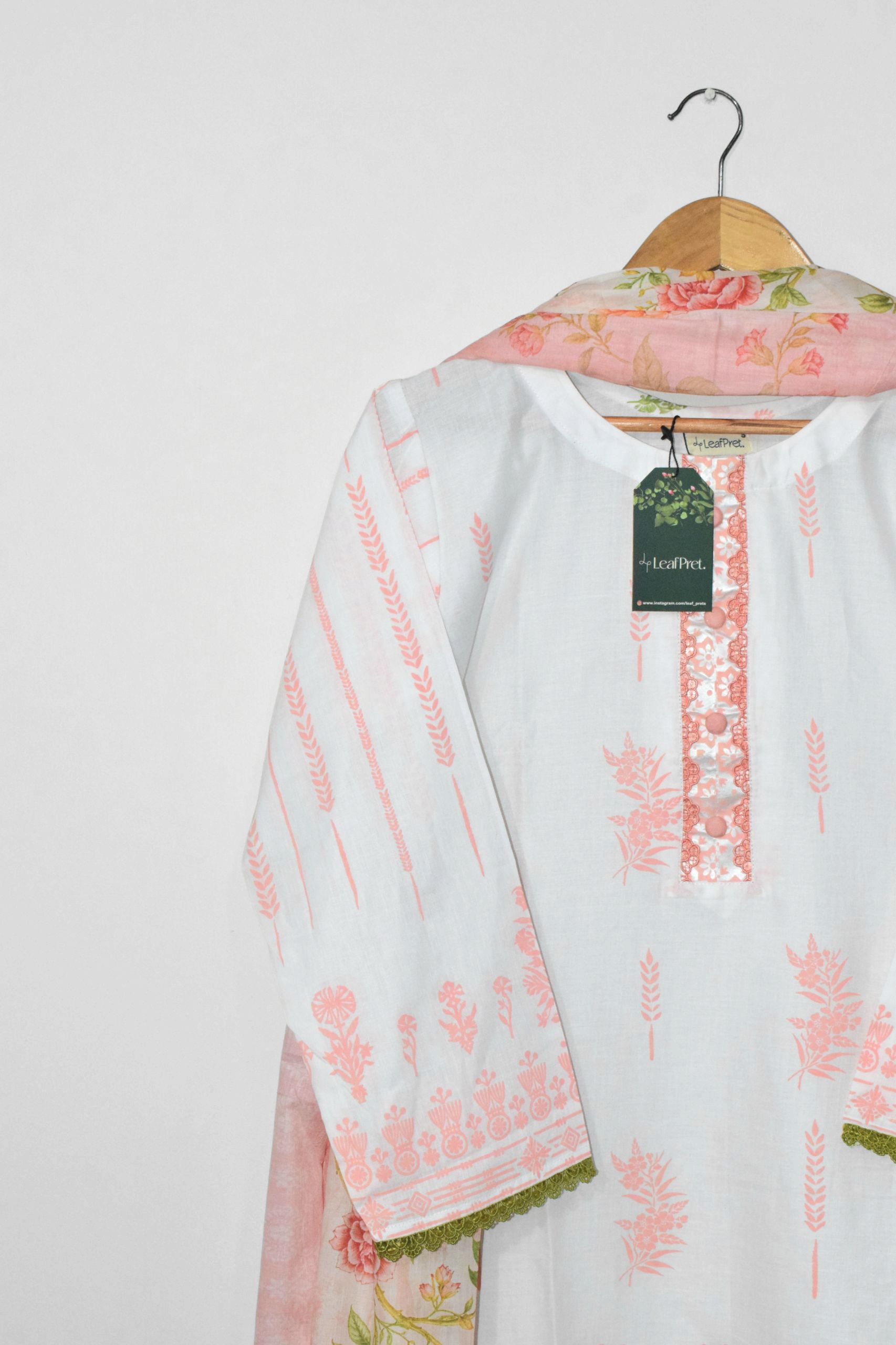Blush White – Premium 3 Piece Stitched Lawn Suit for Women With Printed Shalwar & Dupatta - Image 3