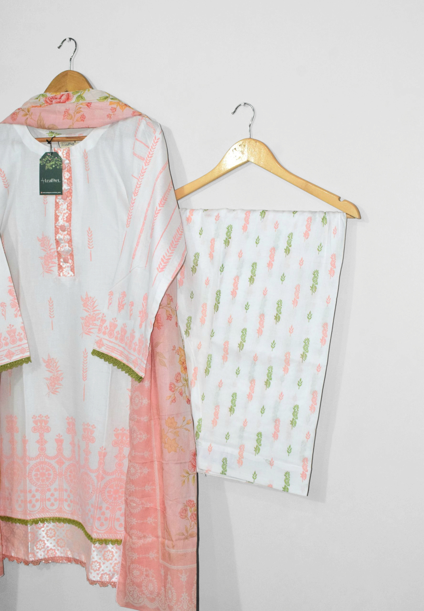 Blush White – Premium 3 Piece Stitched Lawn Suit for Women With Printed Shalwar & Dupatta - Image 2