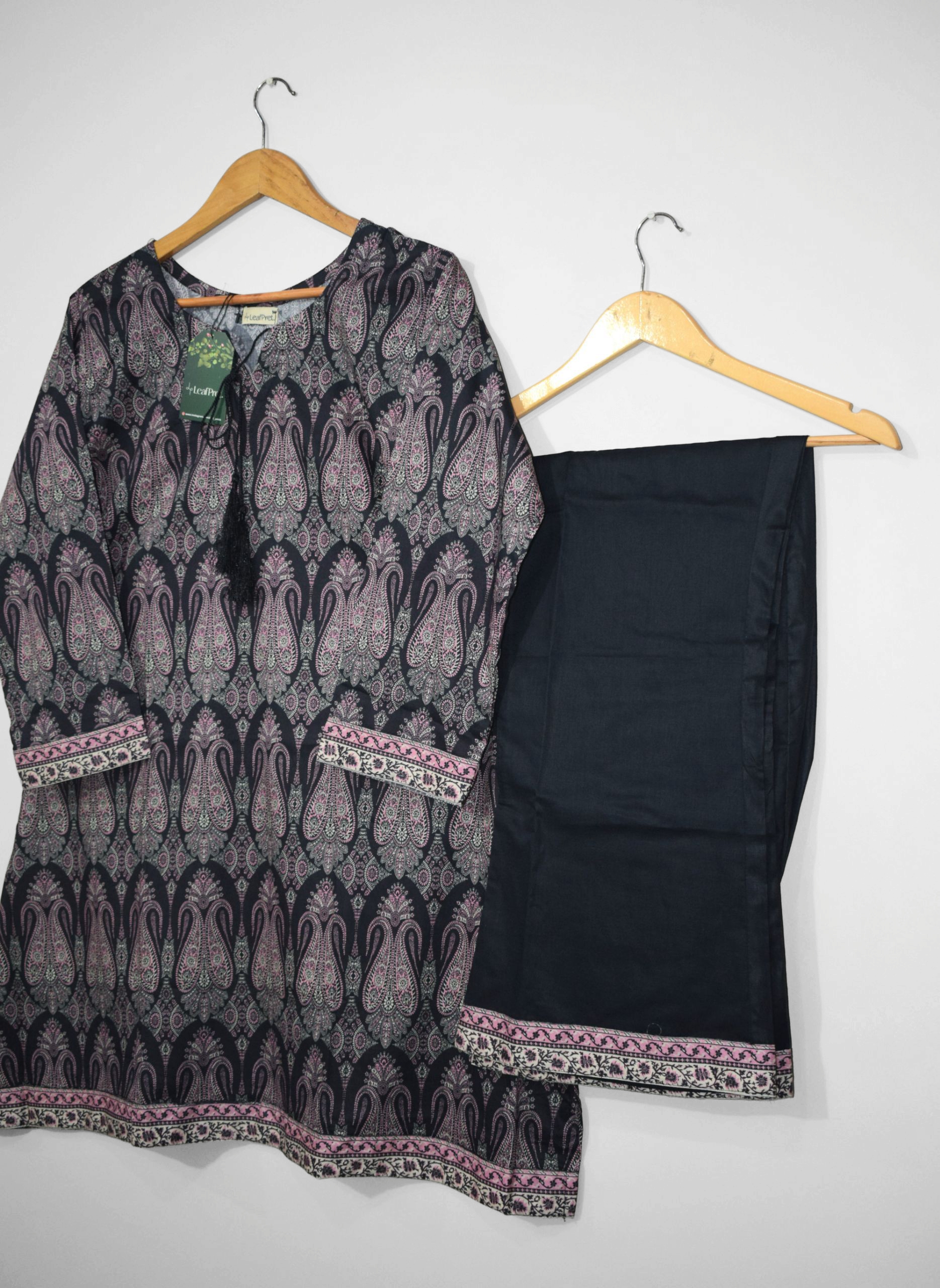 Paisley Black – 2-Piece Premium Stitched Lawn Suit for Women | Wide-Cut Shirt with Bell Bottom Trouser - Image 3