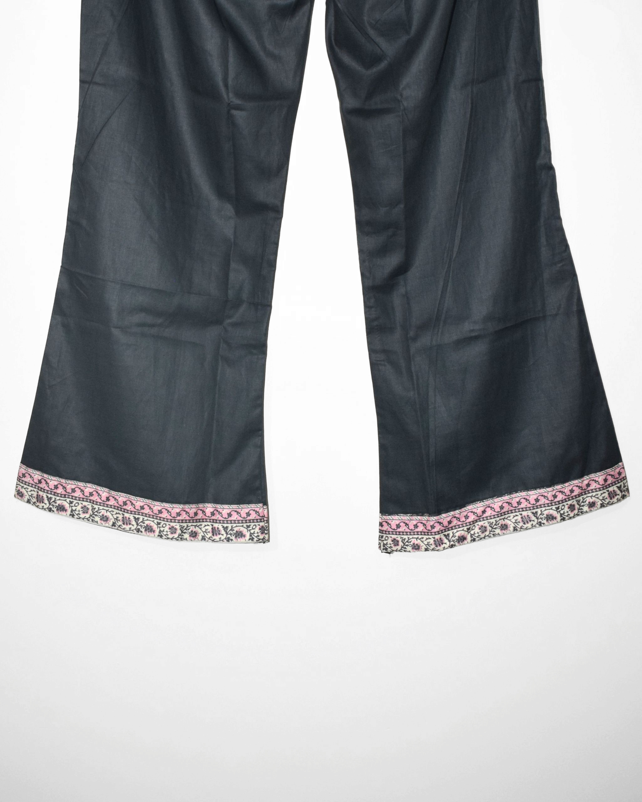 Paisley Black – 2-Piece Premium Stitched Lawn Suit for Women | Wide-Cut Shirt with Bell Bottom Trouser - Image 4