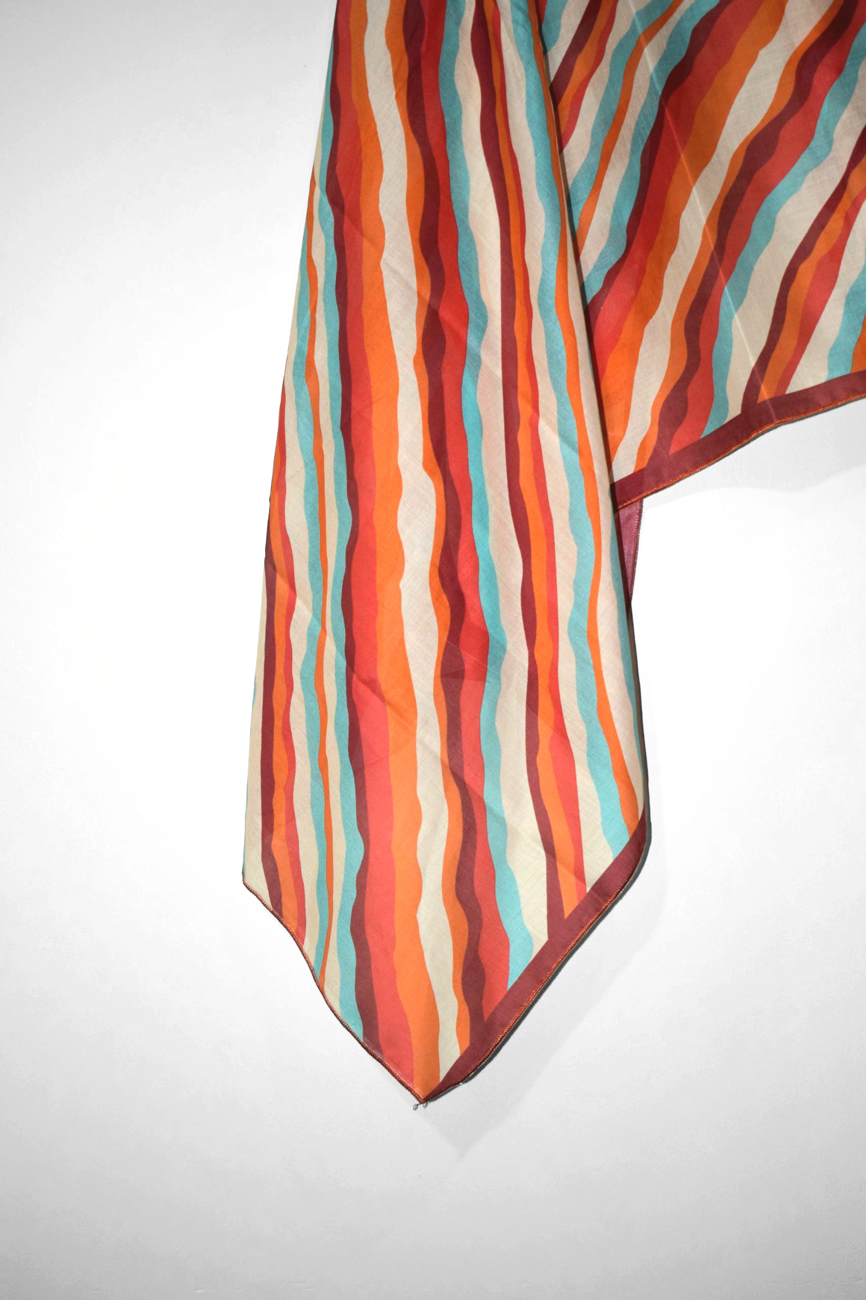 Rust – Premium 3 Piece Stitched Lawn Suit with Screen Printed Shirt, Matching Trouser & Striped Lawn Dupatta - Image 5