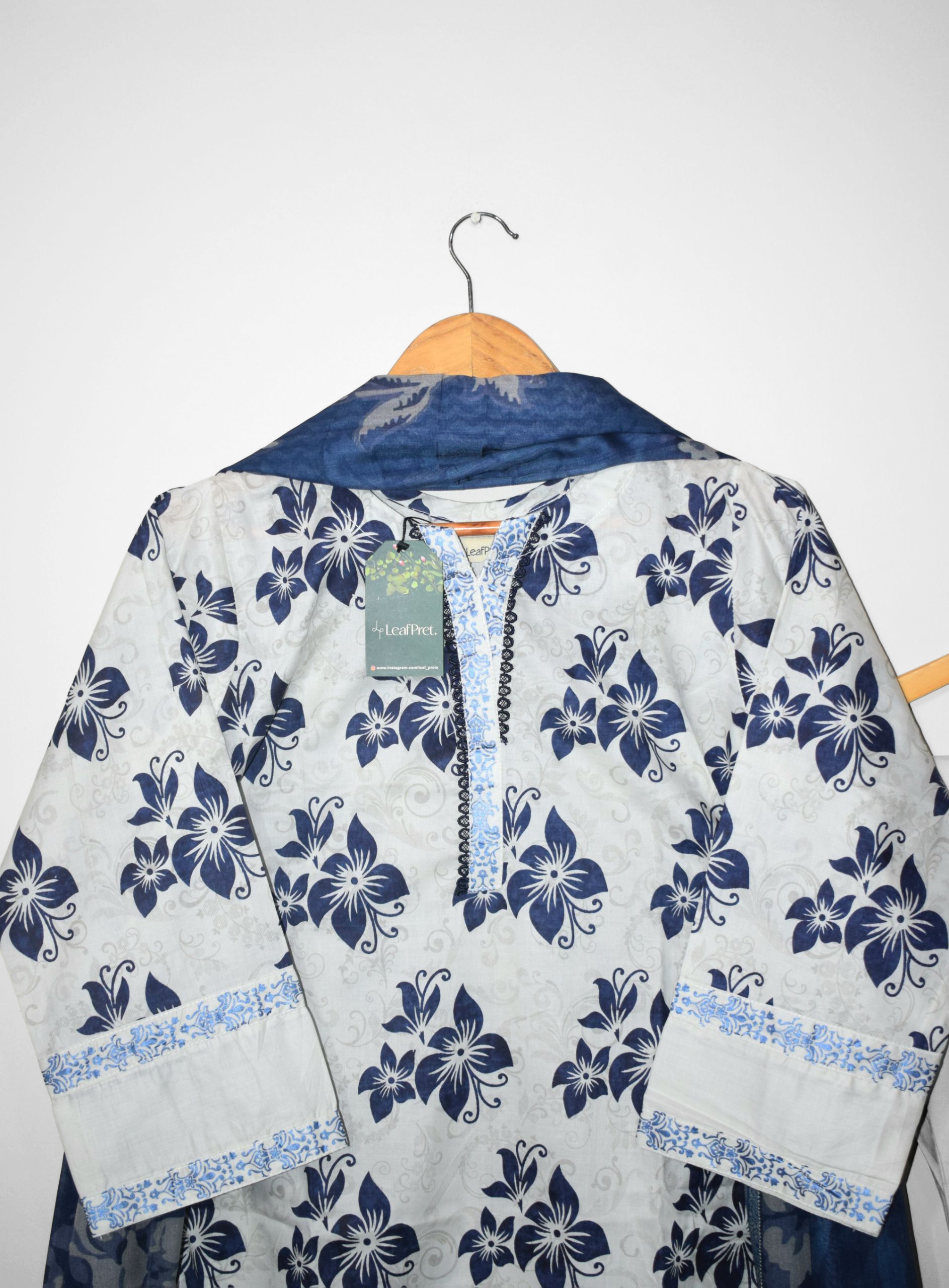 Blue Bird – Stitched 3-Piece Premium Lawn Suit | Floral Screen Print Shirt & Printed Lawn Dupatta – LeafPret Collection ’25 - Image 2