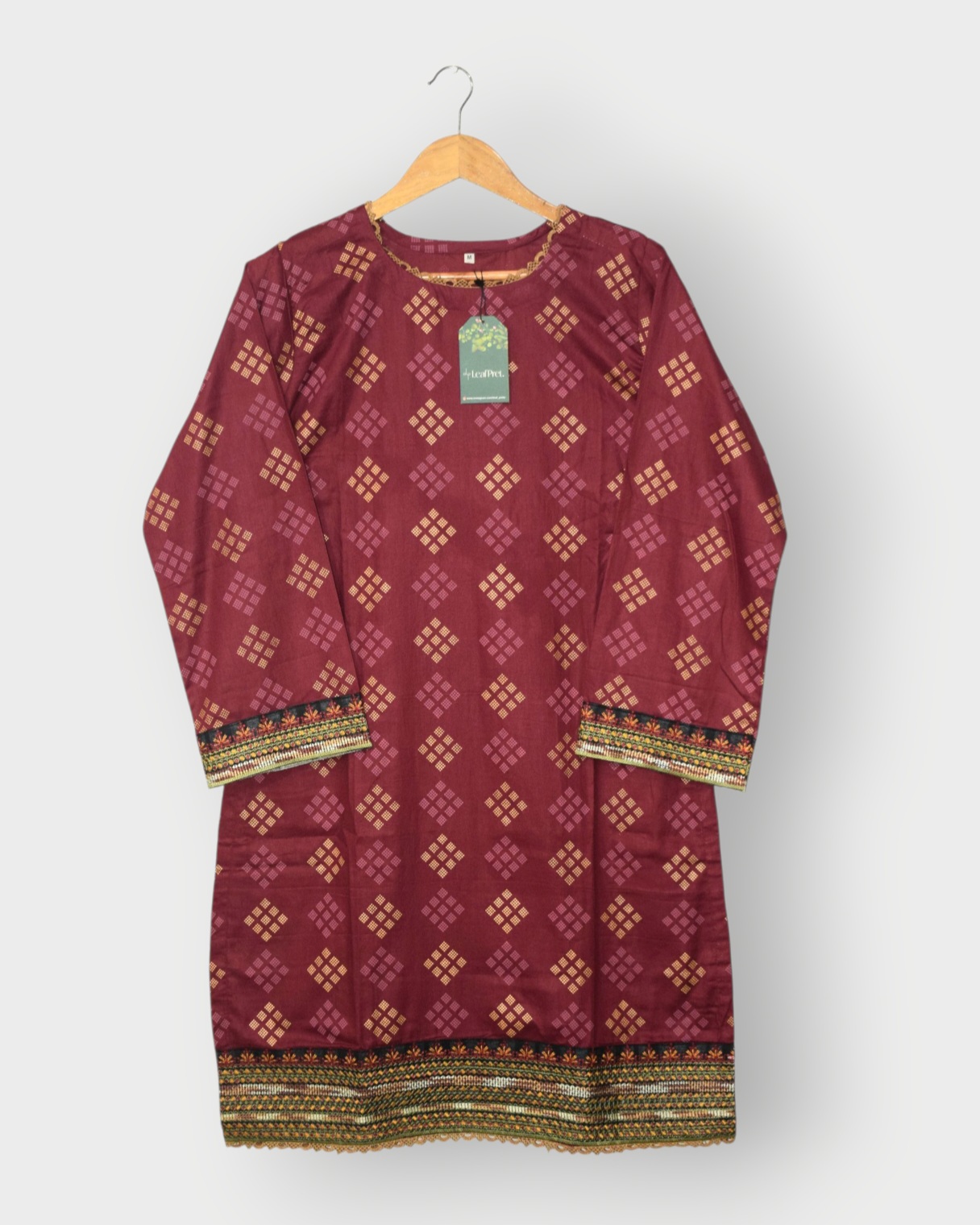 Ruby – Premium Lawn Kurti with Screen Print & Embroidered Lace | Ready to Wear ’25