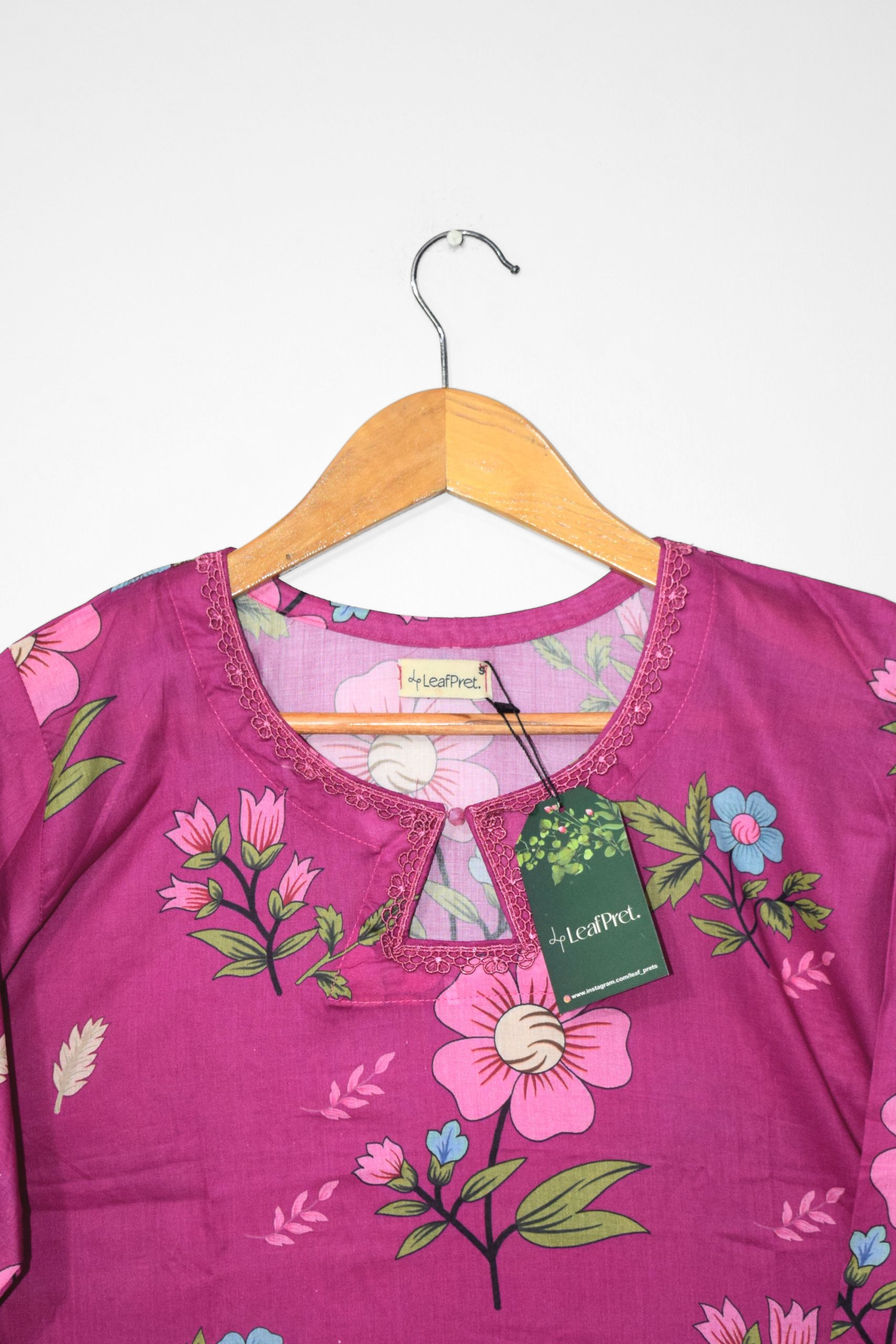 Digital Printed Magenta Floral Lawn Shirt with Pocket Style – LeafPret Summer Collection ’25
