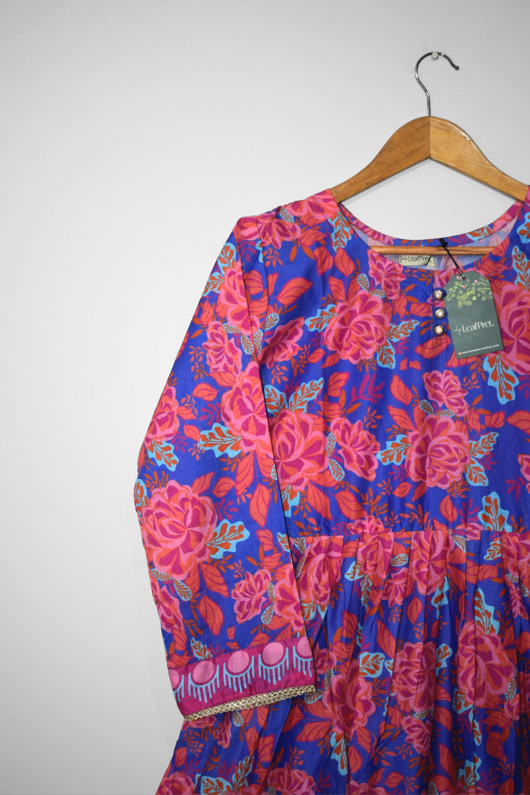 Royal Bloom lawn frock neckline design – stitched digital printed floral summer suit.