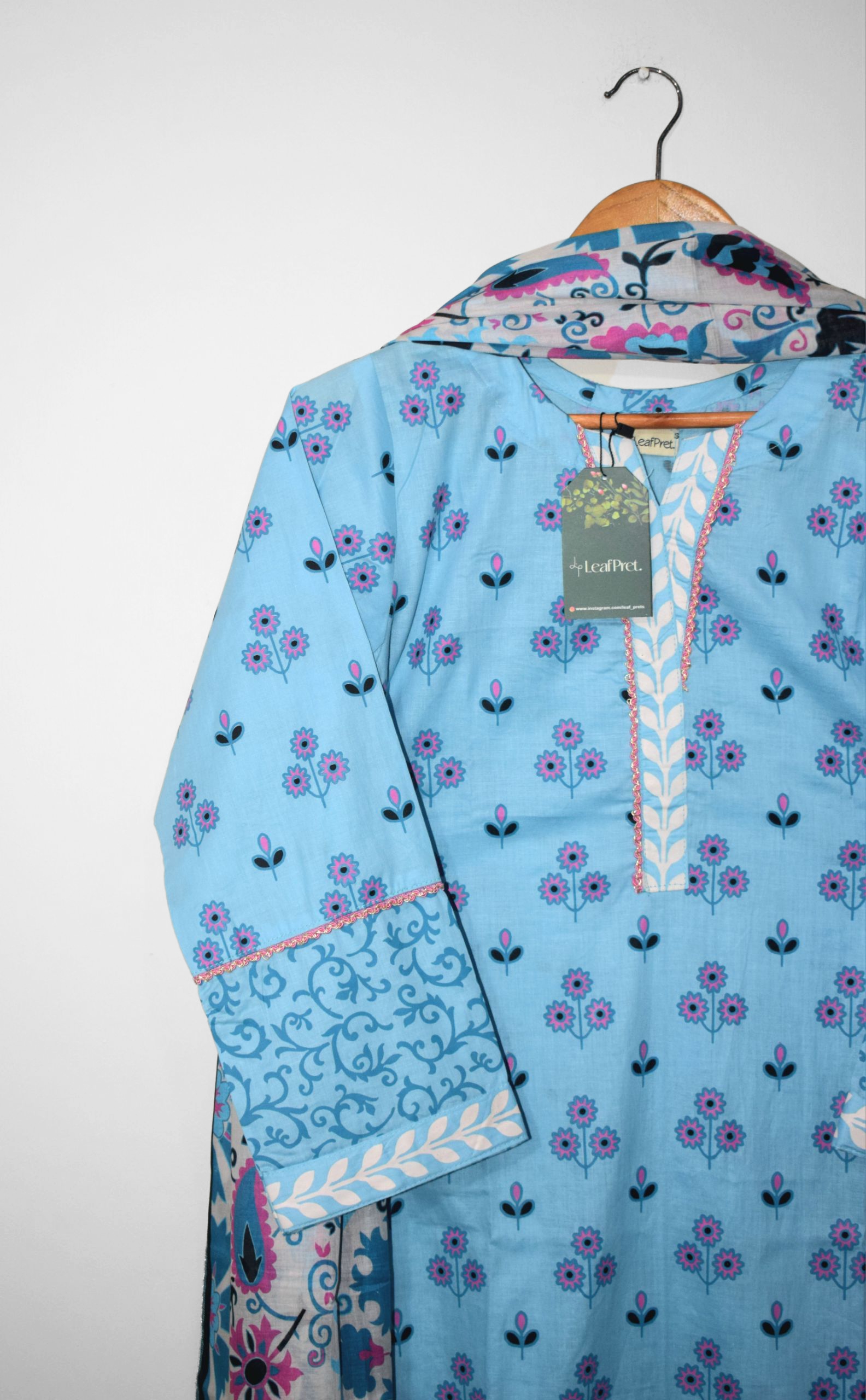 Aqua Muse – Stitched Lawn Shirt with Floral Screen Print Pakistan