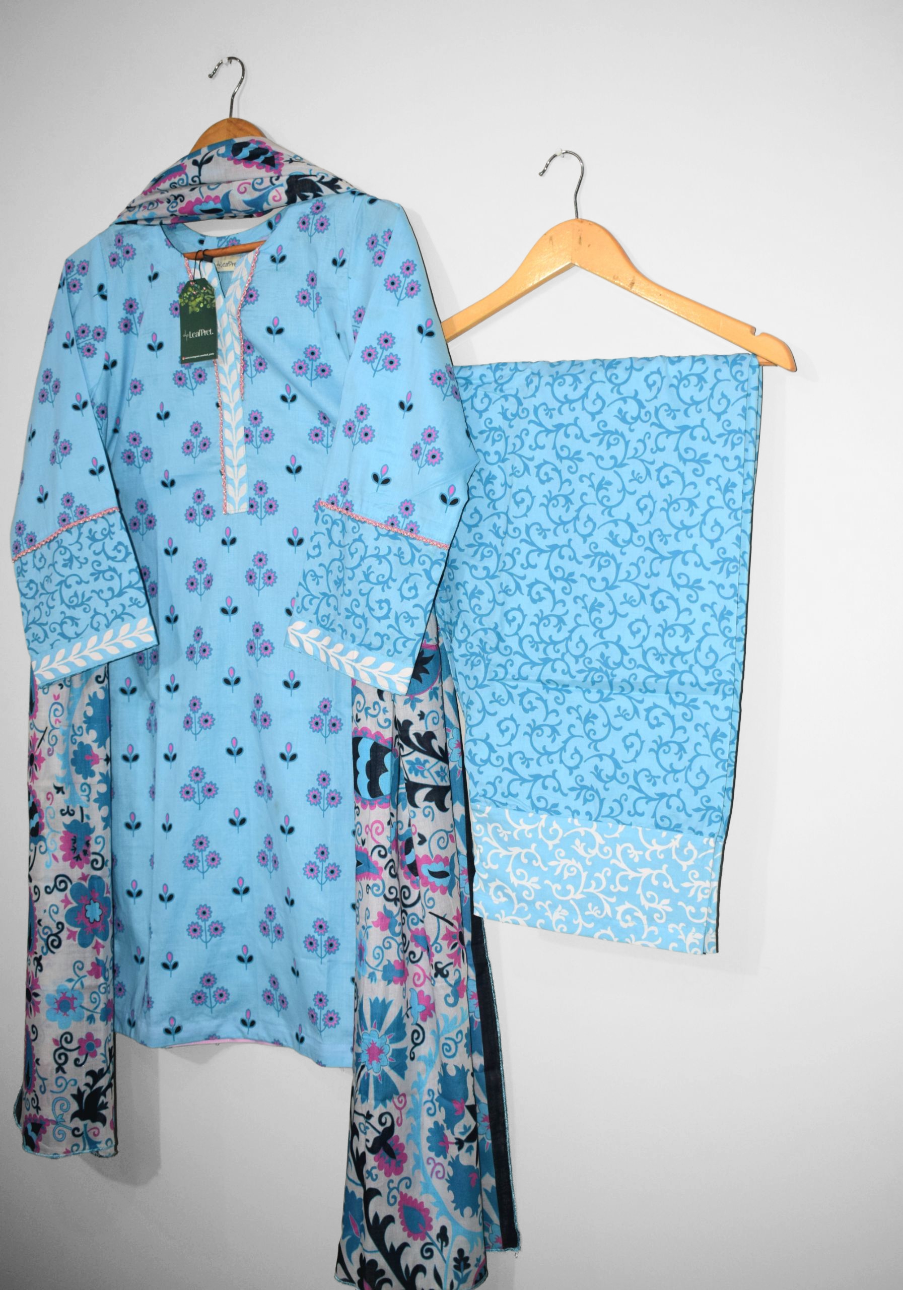 Aqua Muse – Wide-Fit Printed Lawn Trousers Stitched Suit