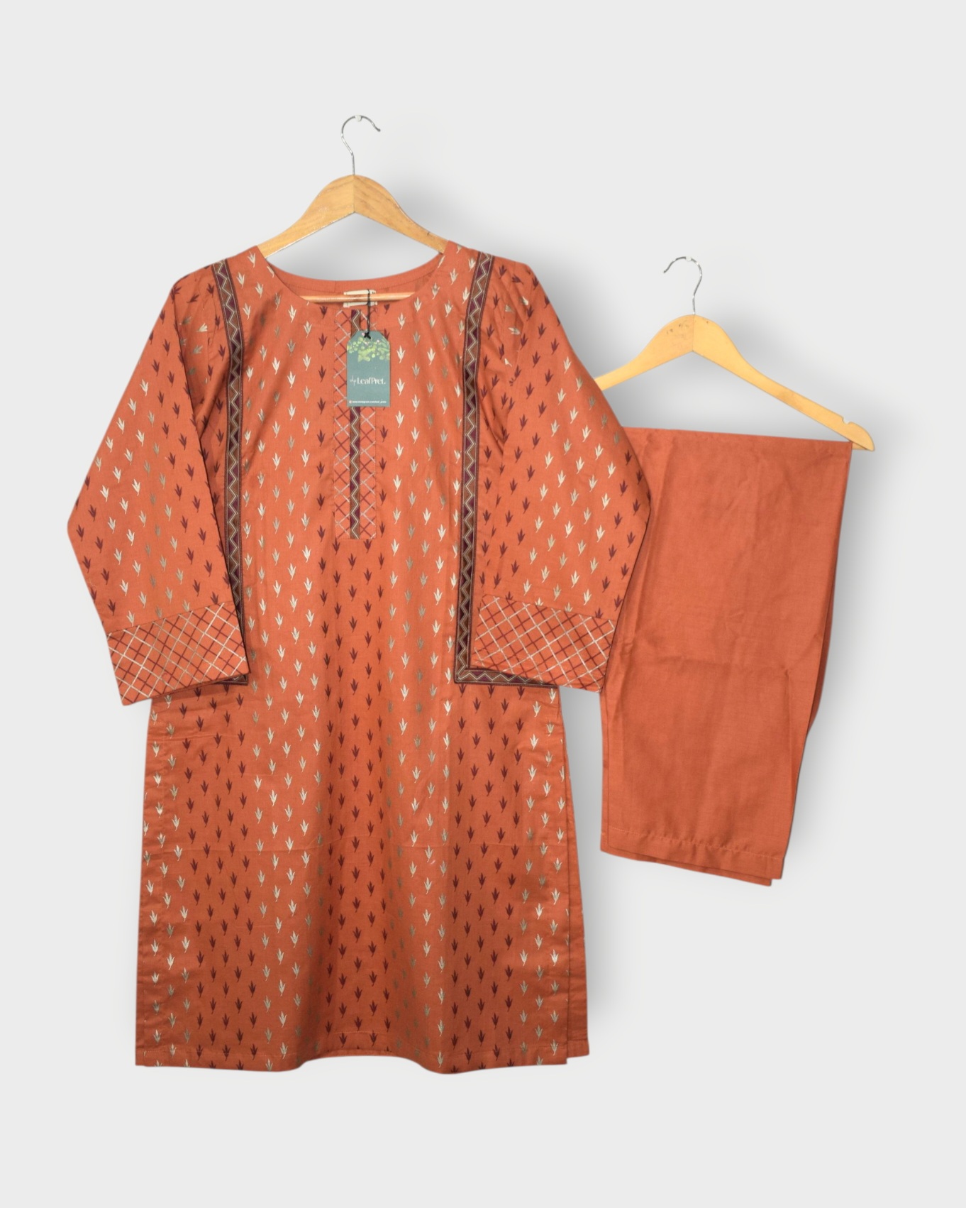 Leafline – Rust Orange 2 Piece Screen Printed Lawn Suit Pakistan