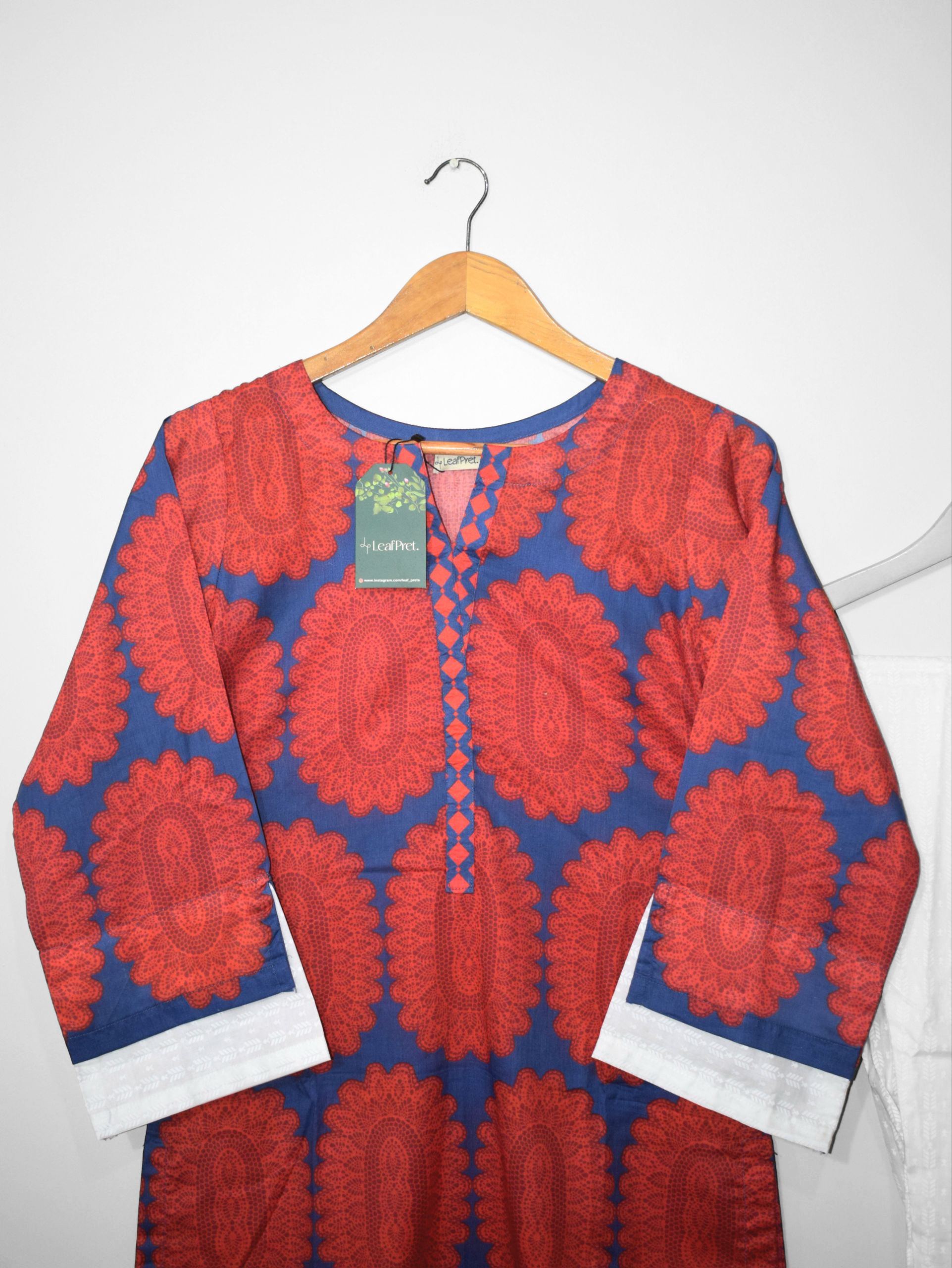 Scarlet Wave Lawn Shirt Round Neckline with Tassel Detailing
