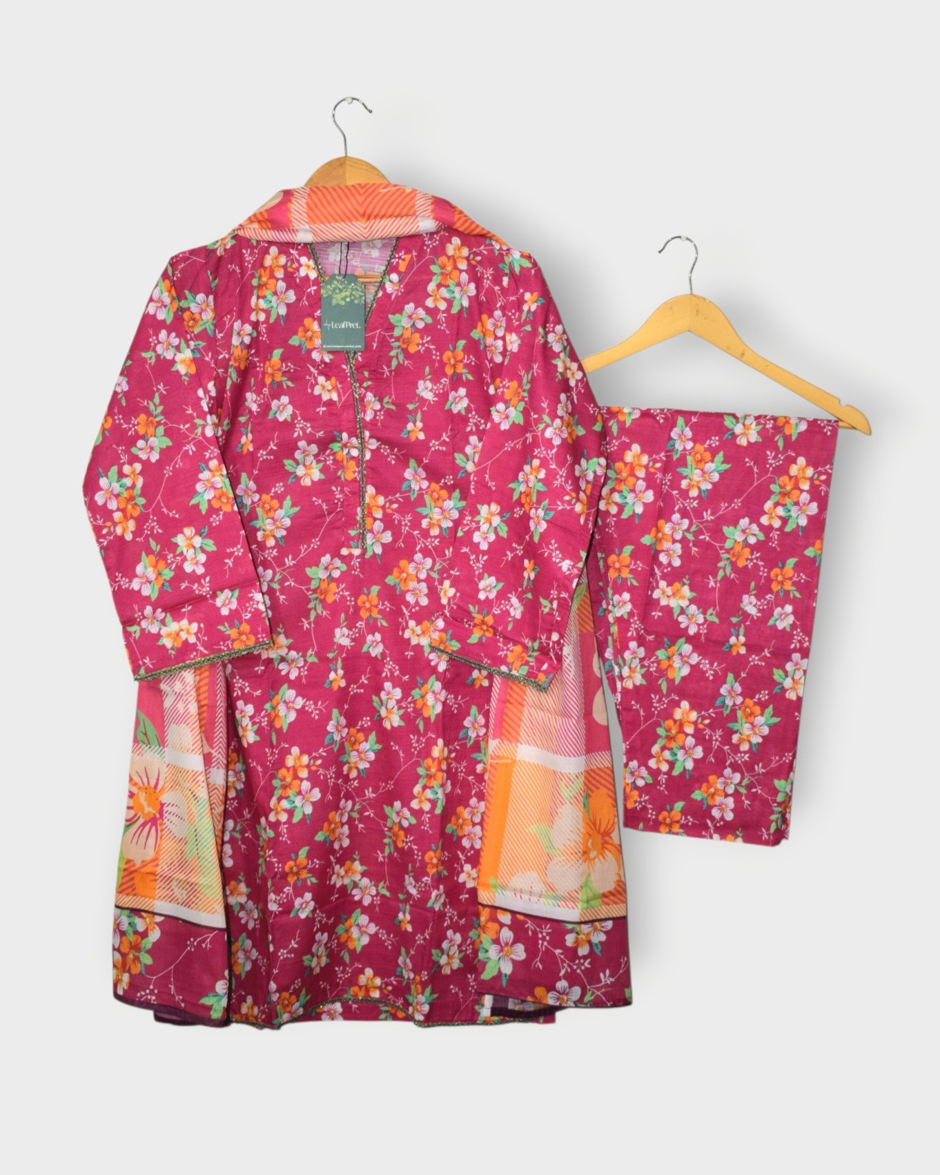 Berry Blossom 3-piece stitched Bana Dora lawn suit front view