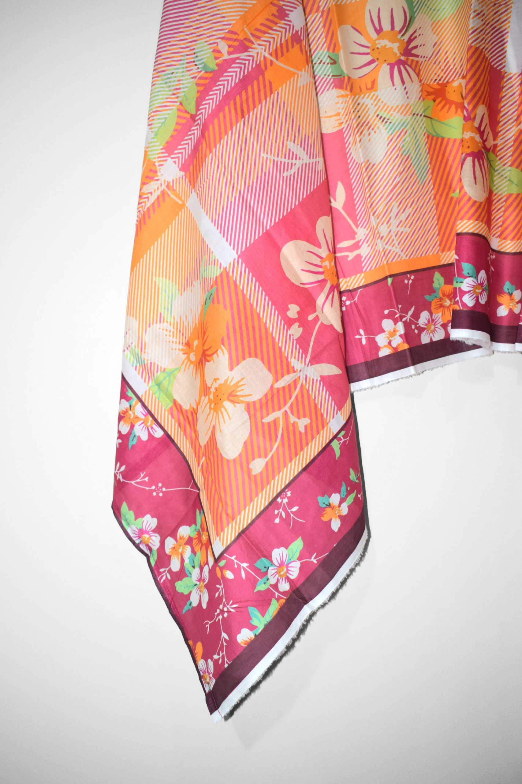 Berry Blossom stitched lawn dupatta with floral digital print