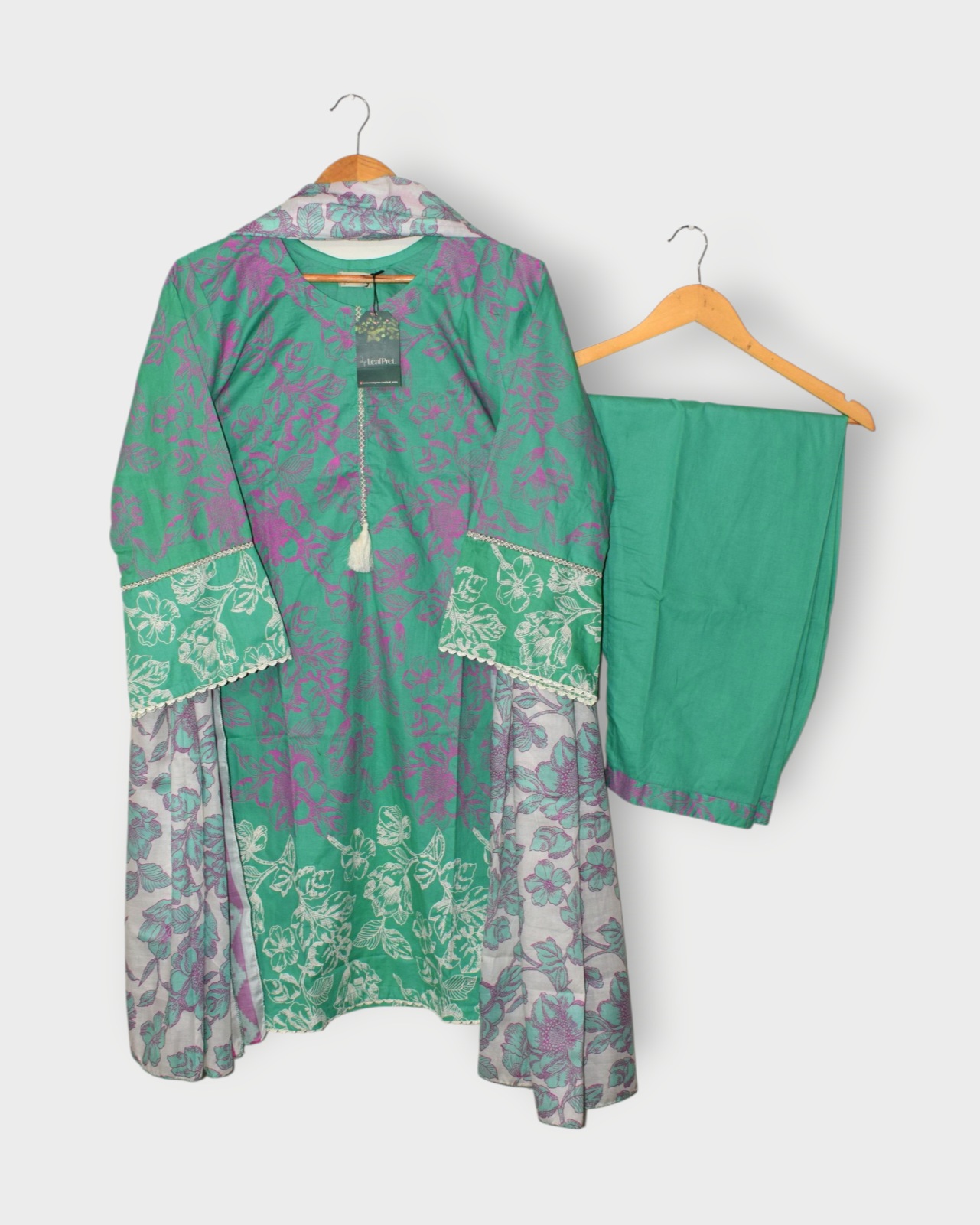 Petal Mint 3-Piece Stitched Lawn Suit by LeafPret in Pakistan
