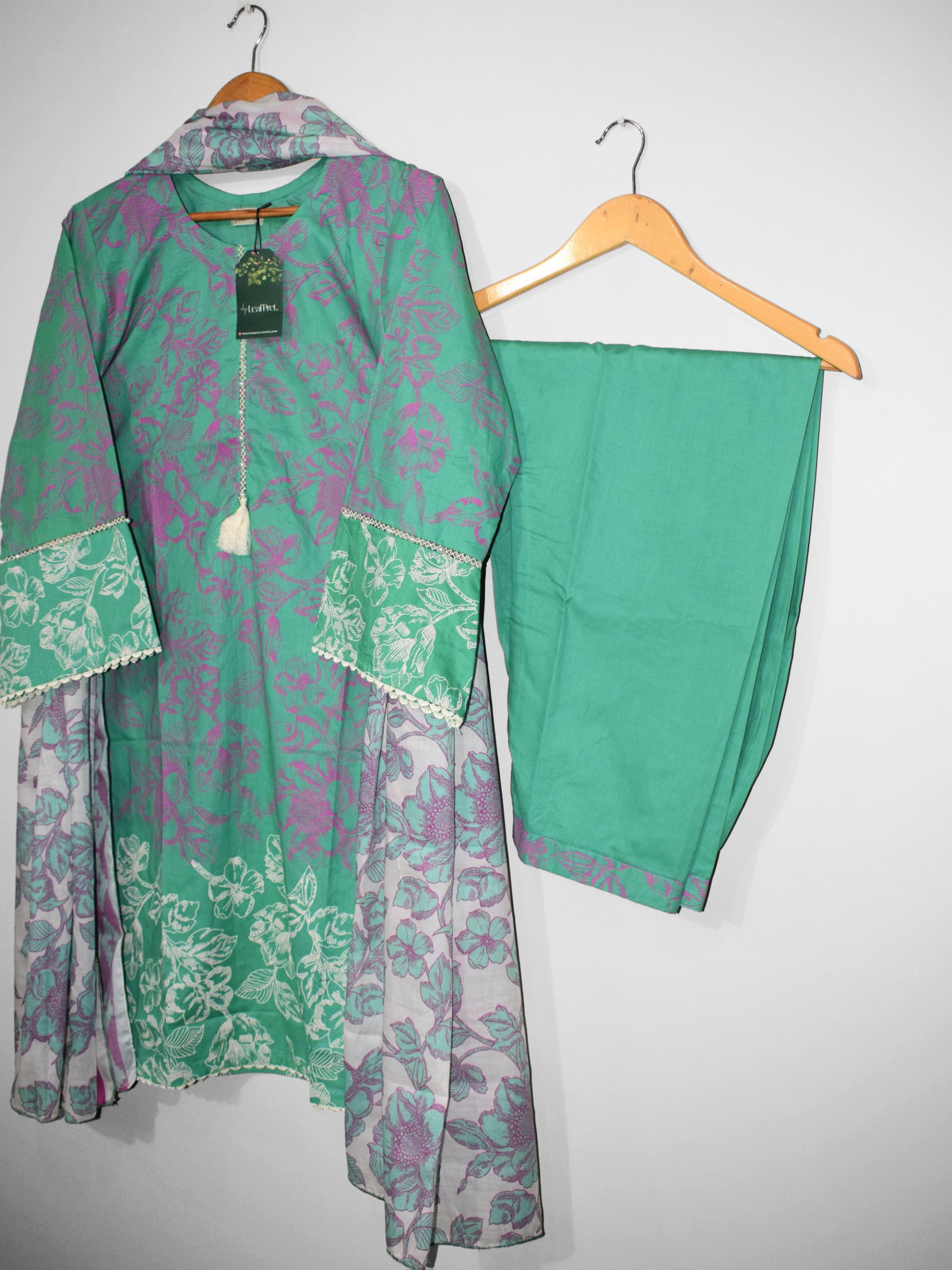 Petal Mint Plain Lawn Trouser by LeafPret