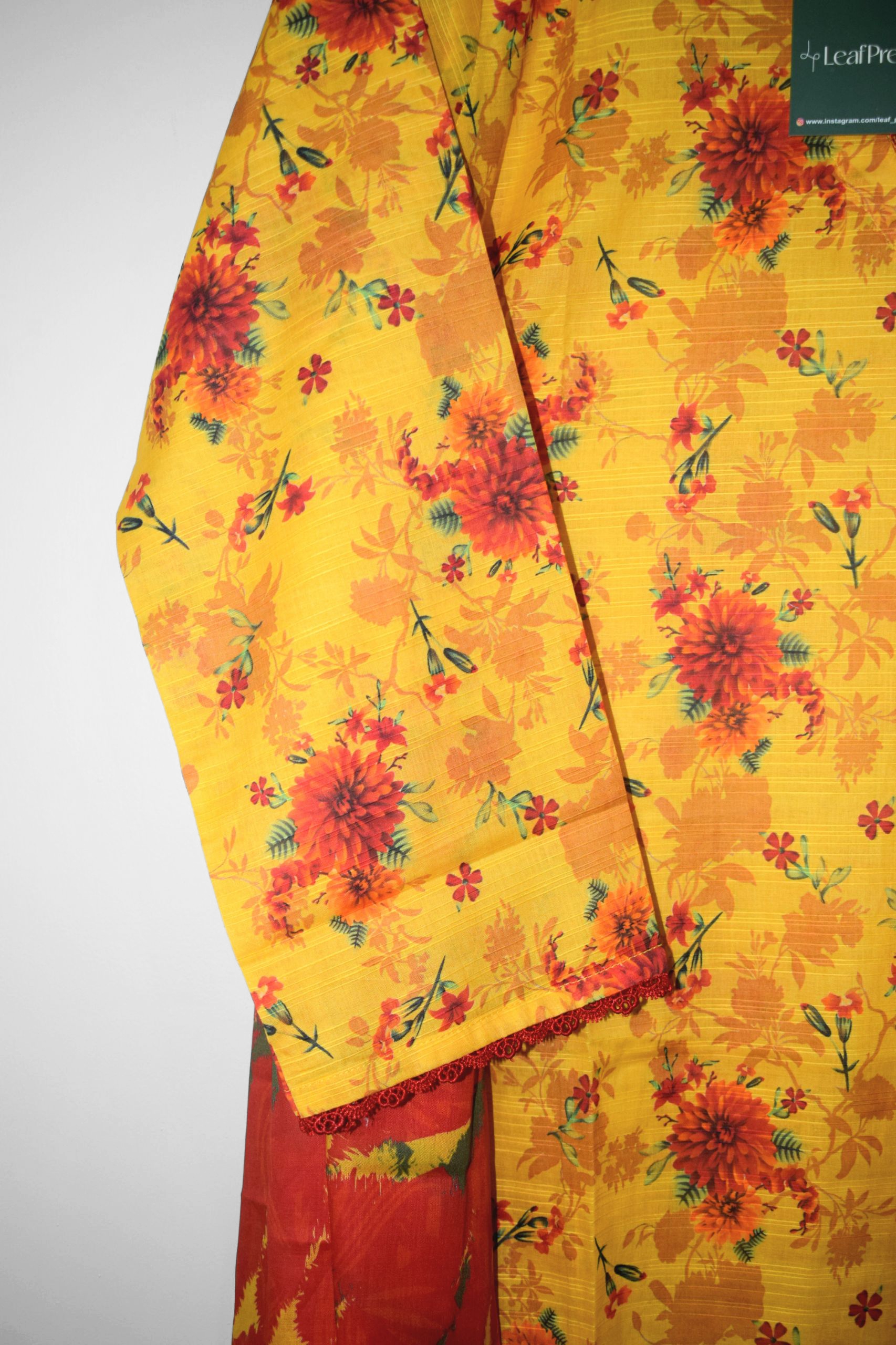 Sunflare – Sleeve Design with Floral Print on Stitched Lawn Suit