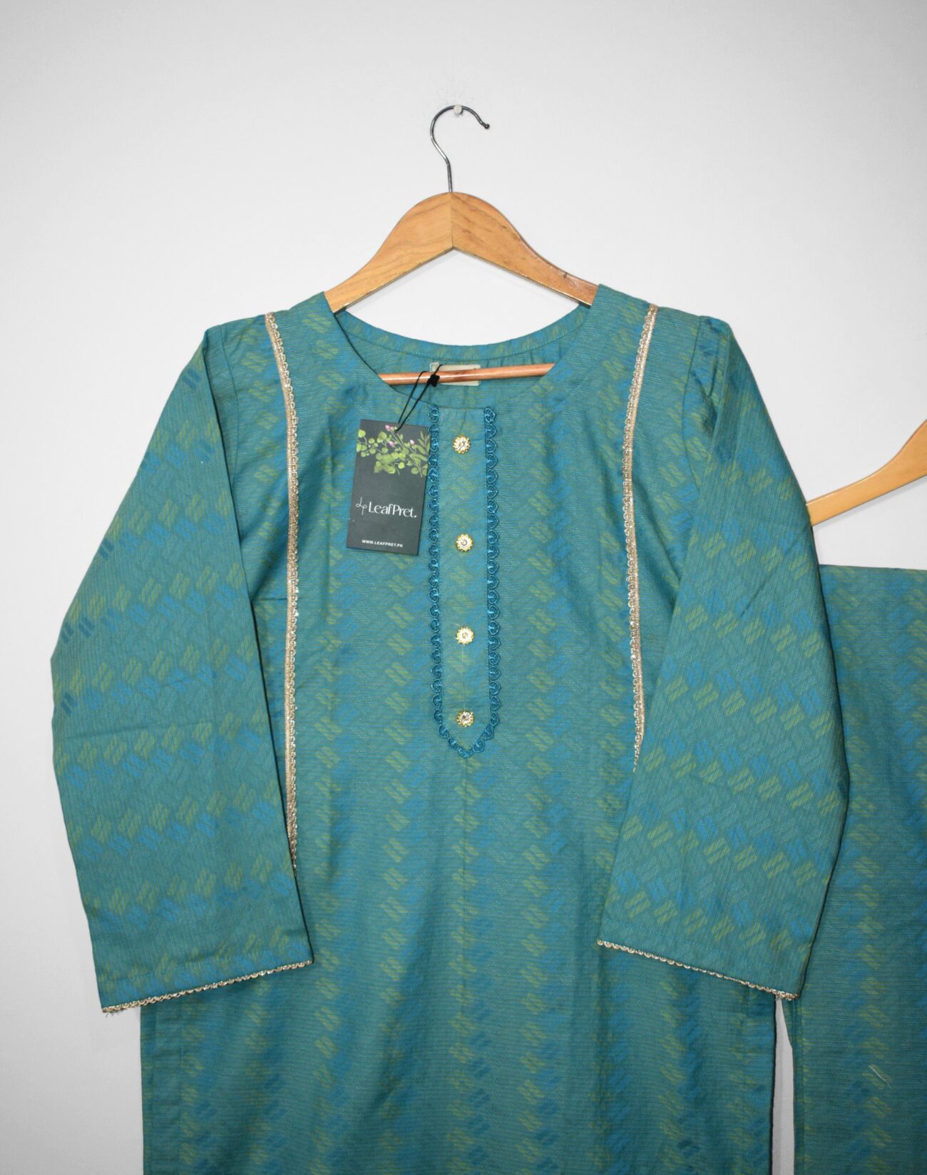 Glacier Hue – 2-Piece Stitched Jacquard Suit - Image 2