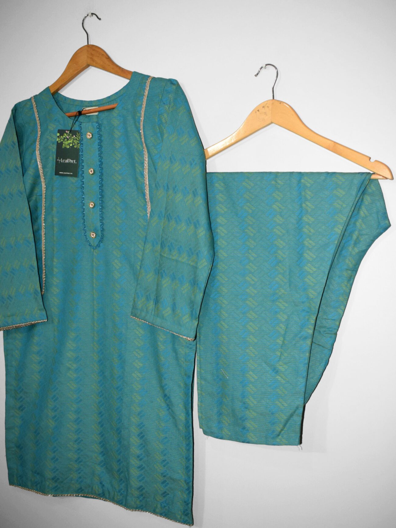 Glacier Hue – 2-Piece Stitched Jacquard Suit - Image 4
