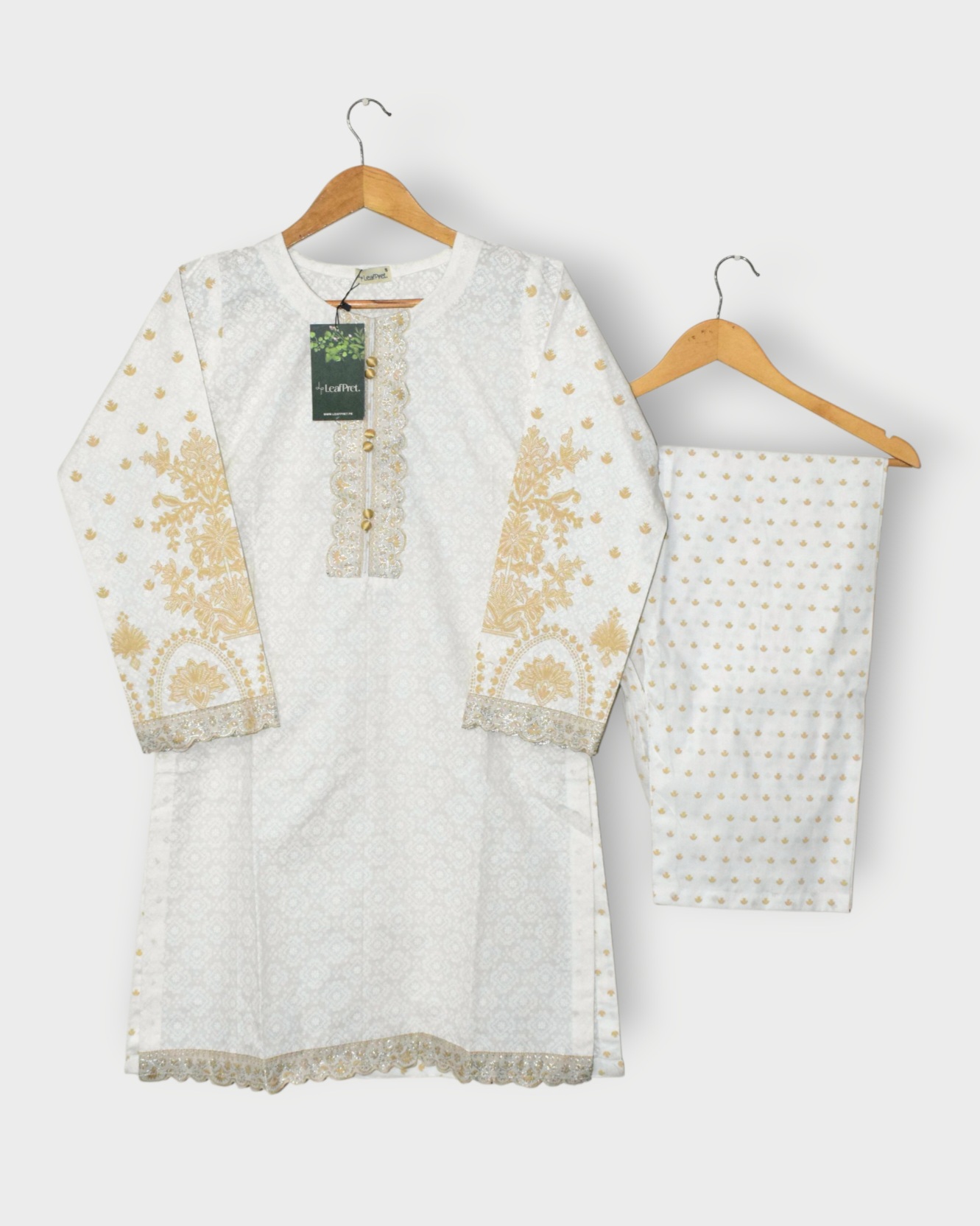 White Edit 2-Piece Stitched Suit by LeafPret