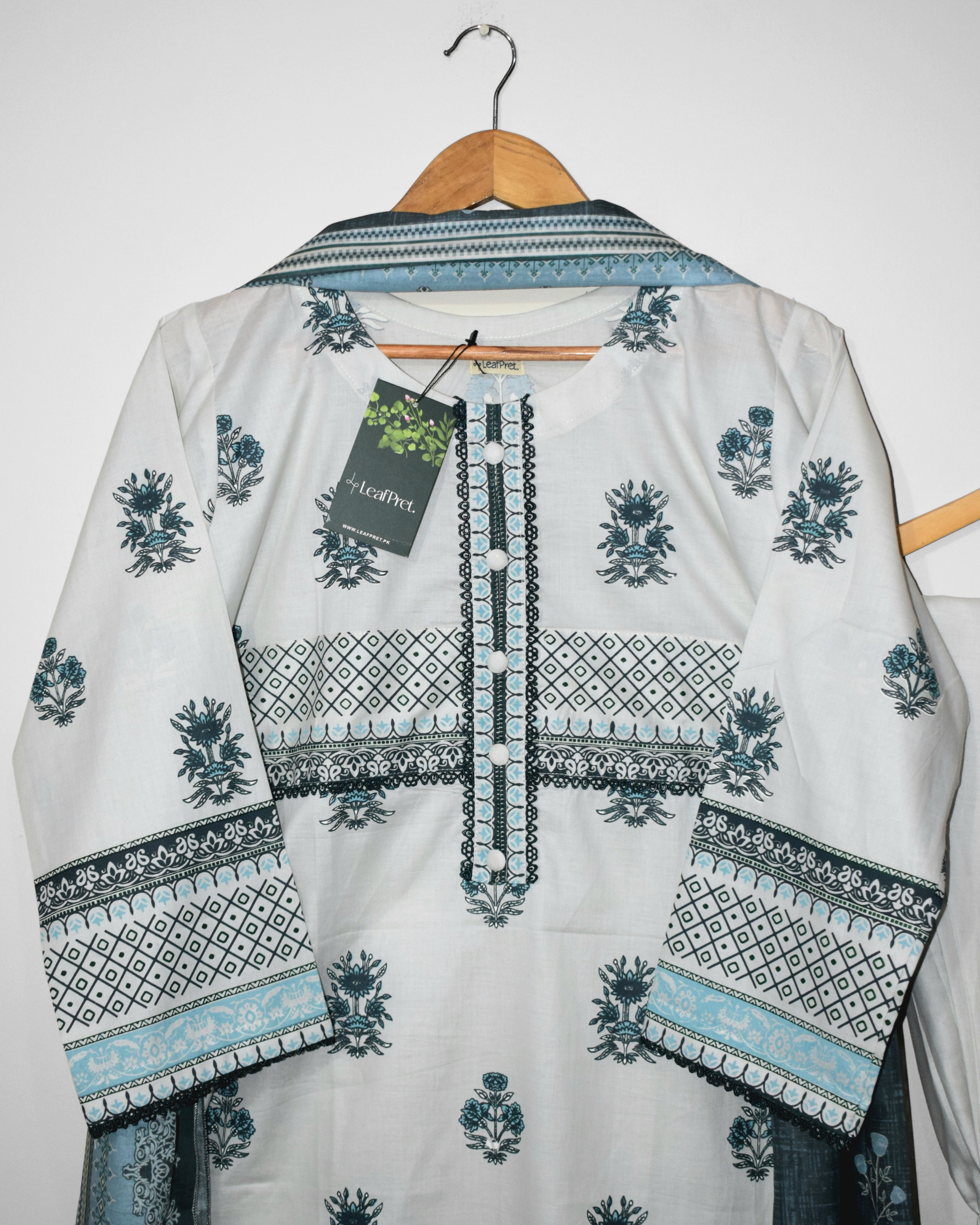 Calm Sage Shirt Neckline Detail