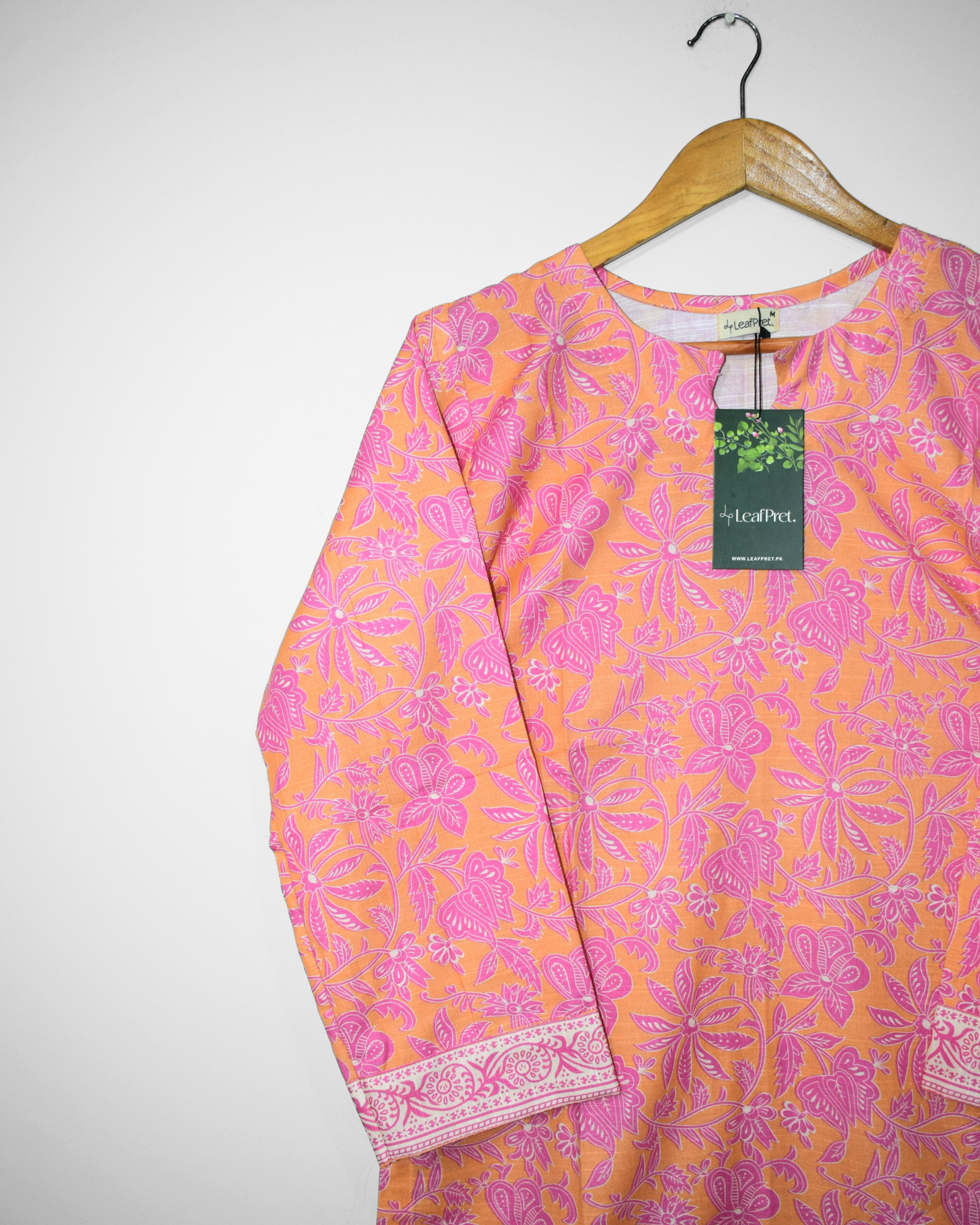 Peachlyn winter khaddar shirt sleeve detailing with polished finish