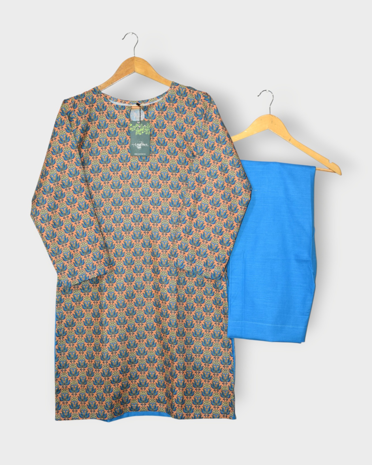 Tealwood 2-piece winter khaddar suit front view showing cozy winter style