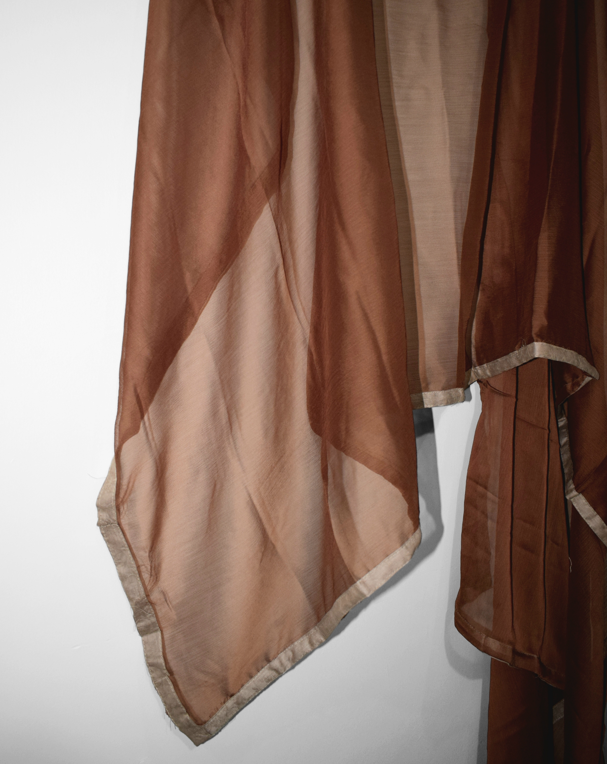 Beige Dusk chiffon dupatta with self jacquard border