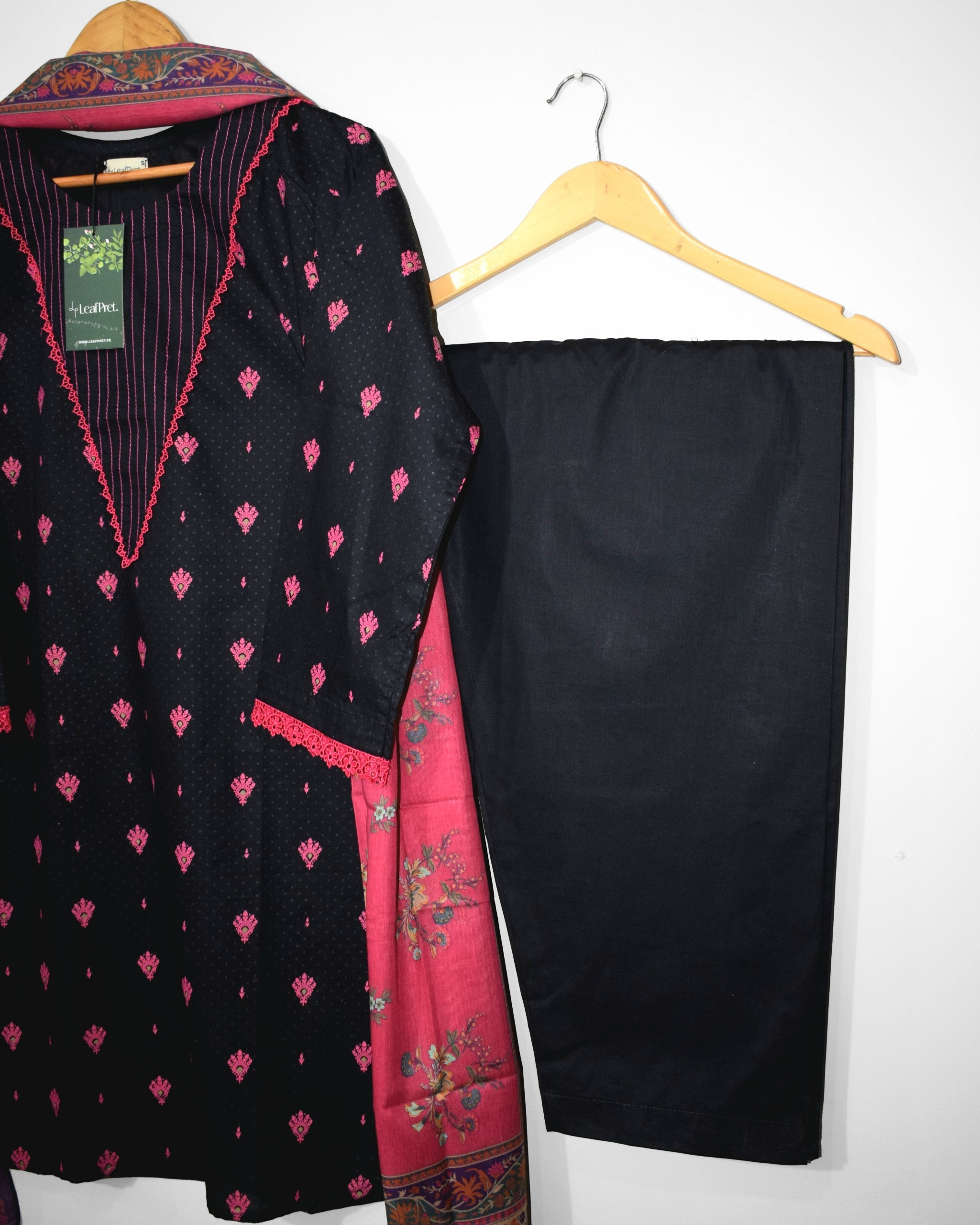 Black Ruby plain cotton shalwar stitched suit Pakistan