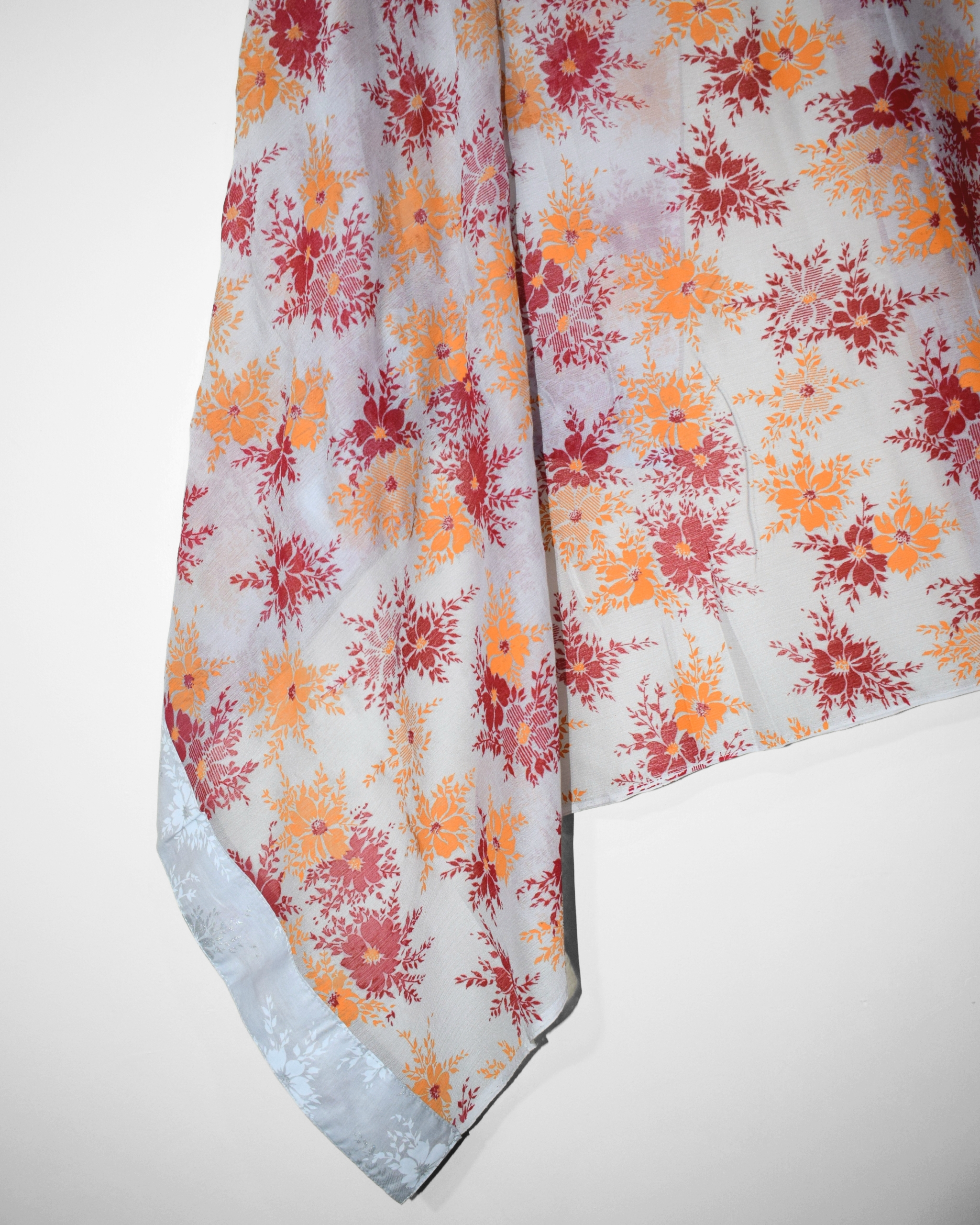 Frosted Pearl chiffon dupatta with screen print LeafPret