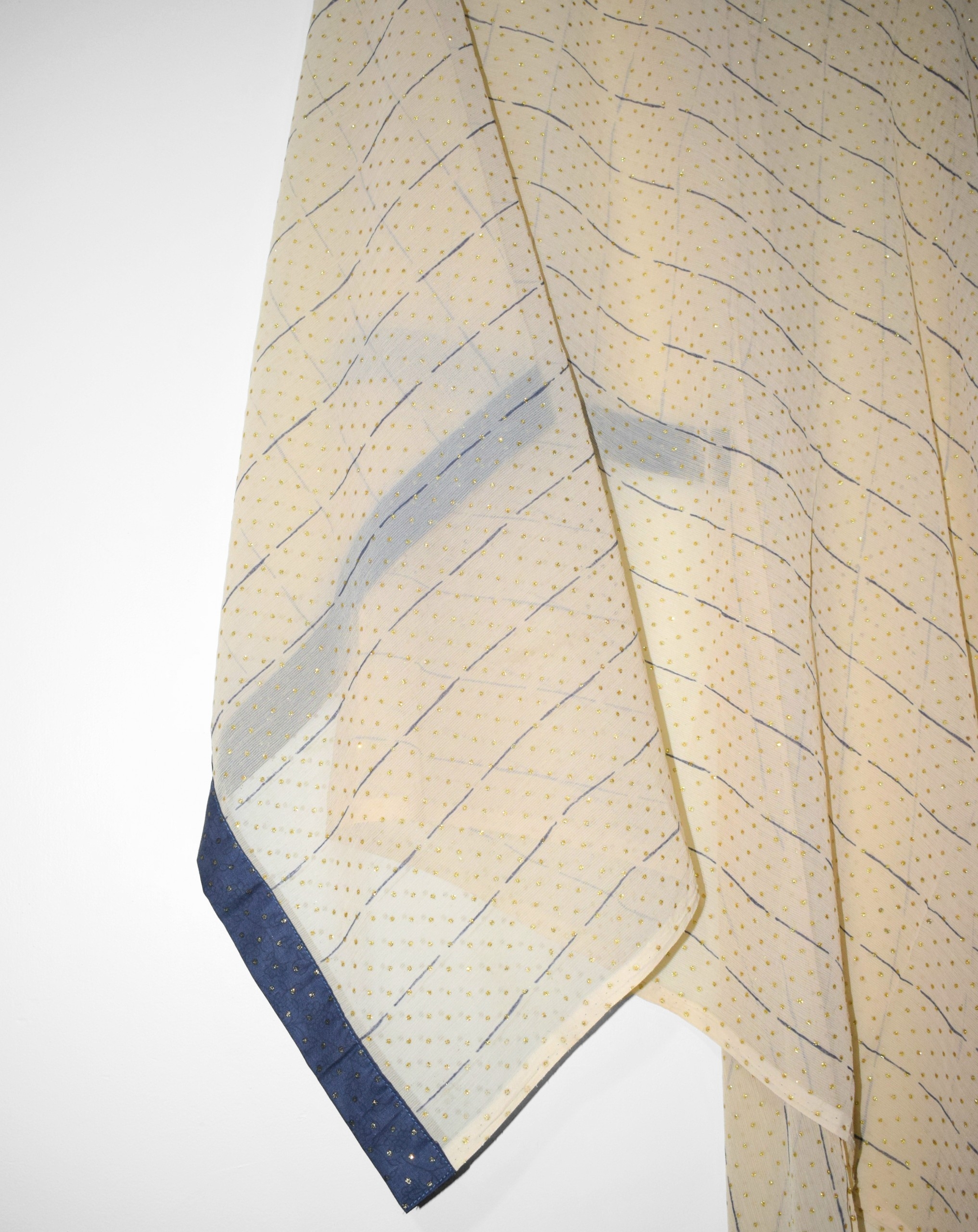 Grey Sapphire chiffon dupatta with glitter print by LeafPret