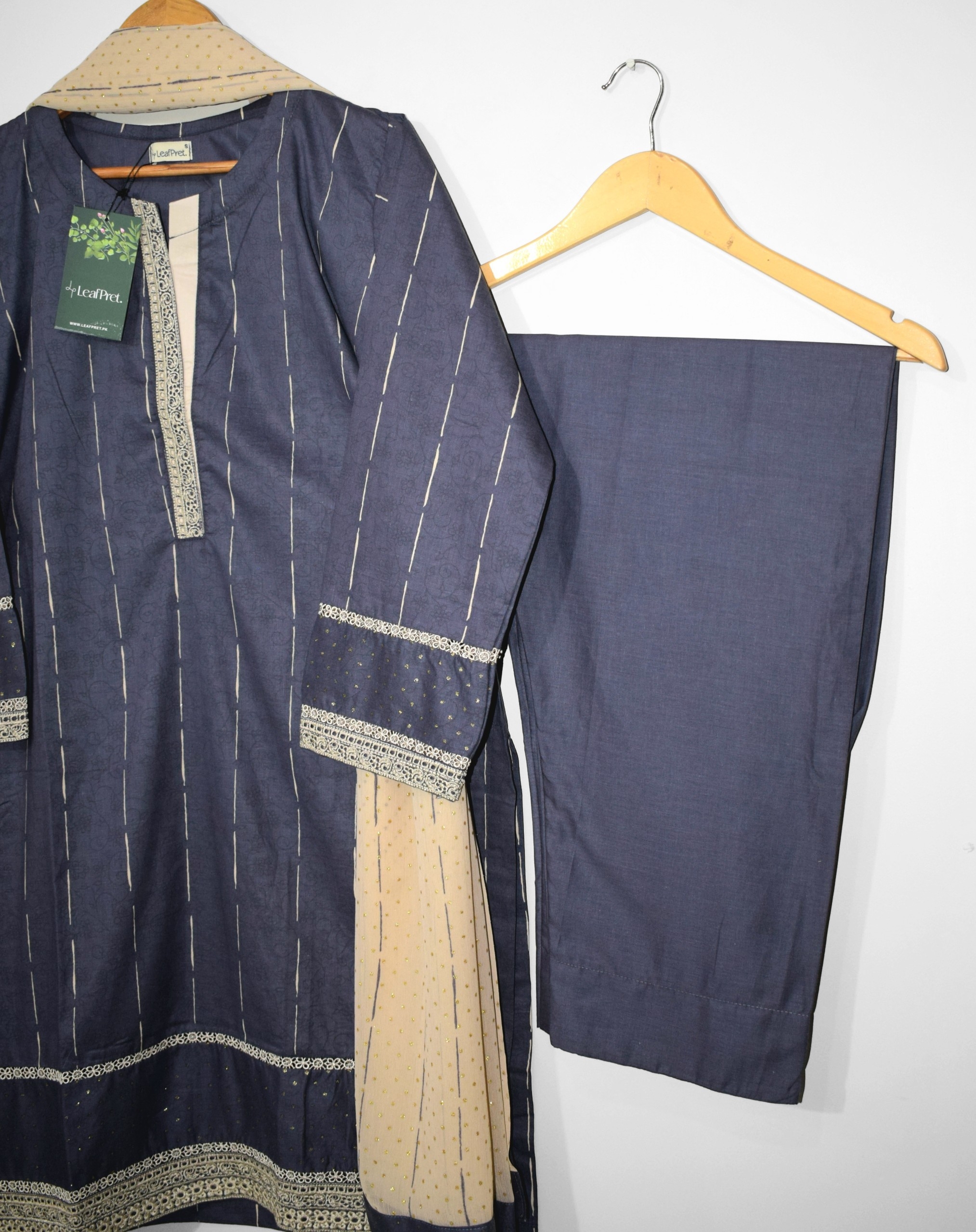 Grey Sapphire soft lawn cotton trouser stitched by LeafPret